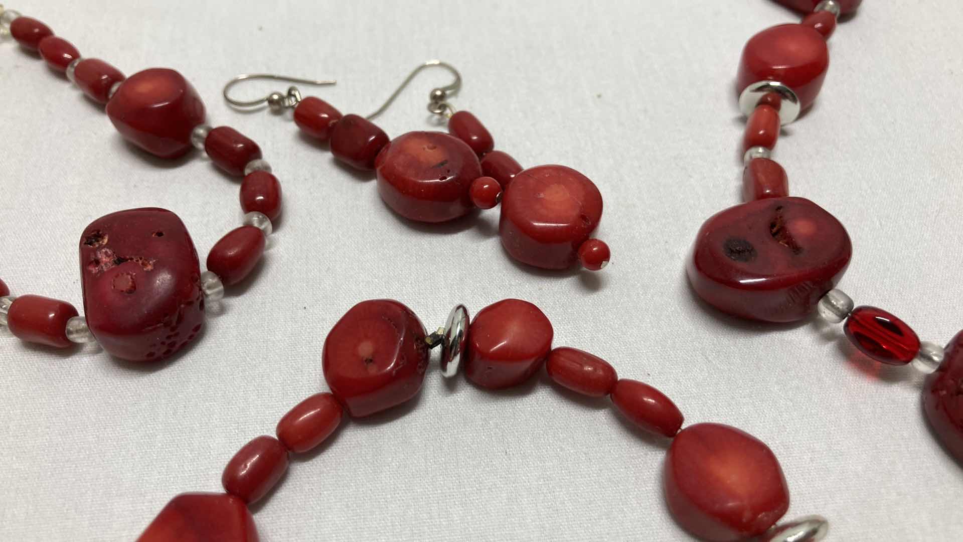 Photo 5 of RED CORAL & BEAD JEWELRY SET (4)