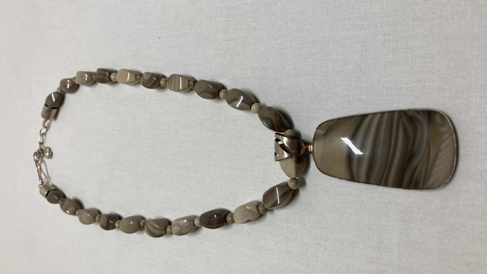 Photo 1 of MIND FINDS GREY JASPER BEADED STERLING SILVER NECKLACE BY JAY KING DTR 925 22”
