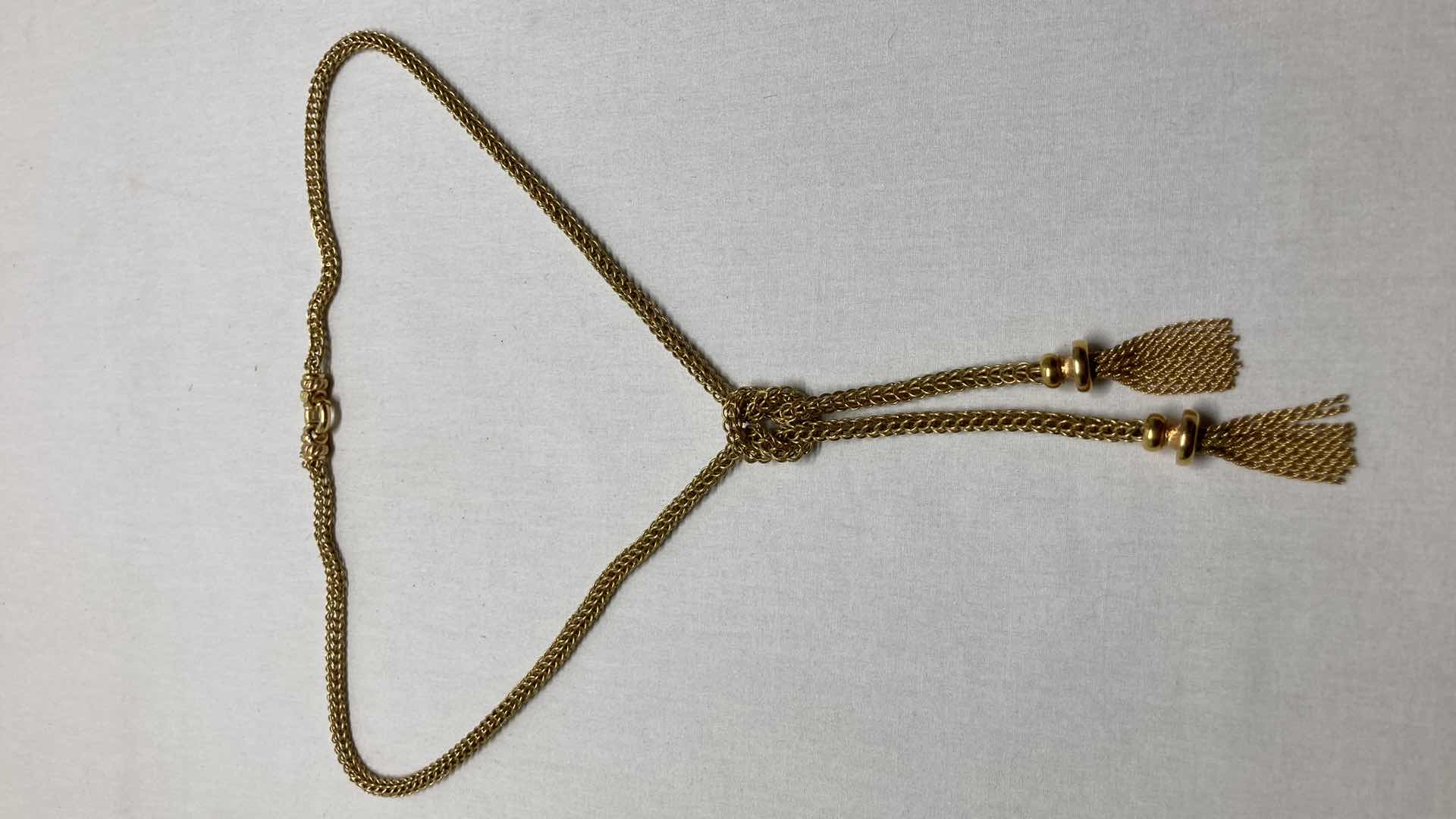 Photo 1 of GOLD KNOTTED ROBE TASSEL NECKLACE 18K 0.15” X 23”