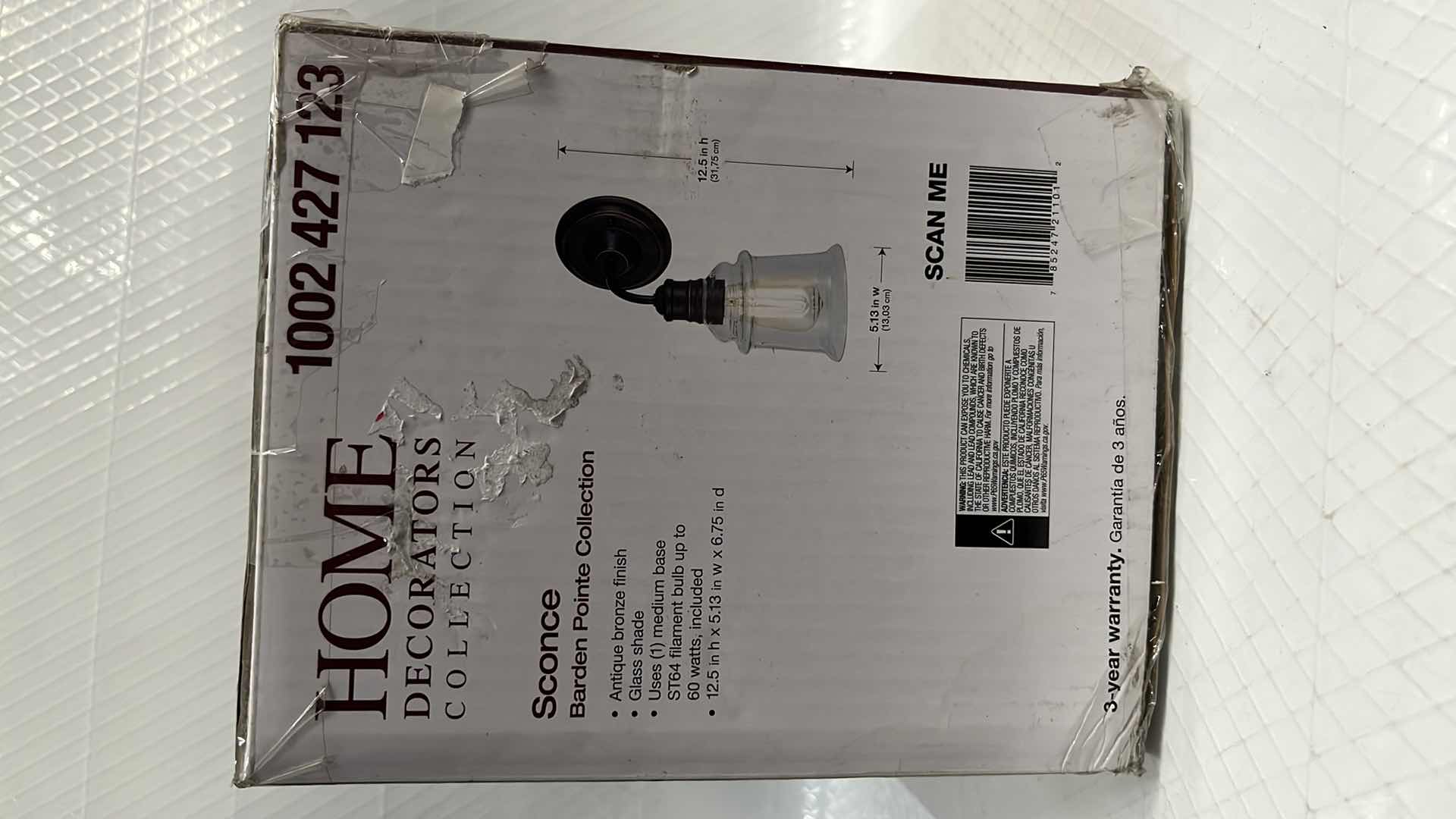 Photo 4 of NIB HOME COLLECTORS COLLECTION SCONCE IN ANTIQUE BRONZE FINISH W GLASS SHADE, BARDEN POINTE COLLECTION (#1002 427 123)