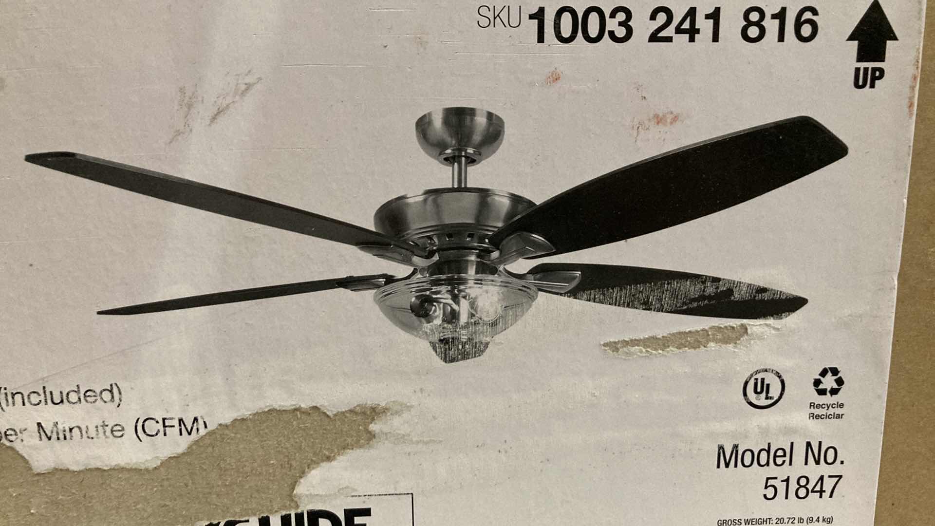 Photo 2 of HOME DECORATORS CONNOR BRUSHED NICKEL FINISH 54” CEILING FAN MODEL 51847