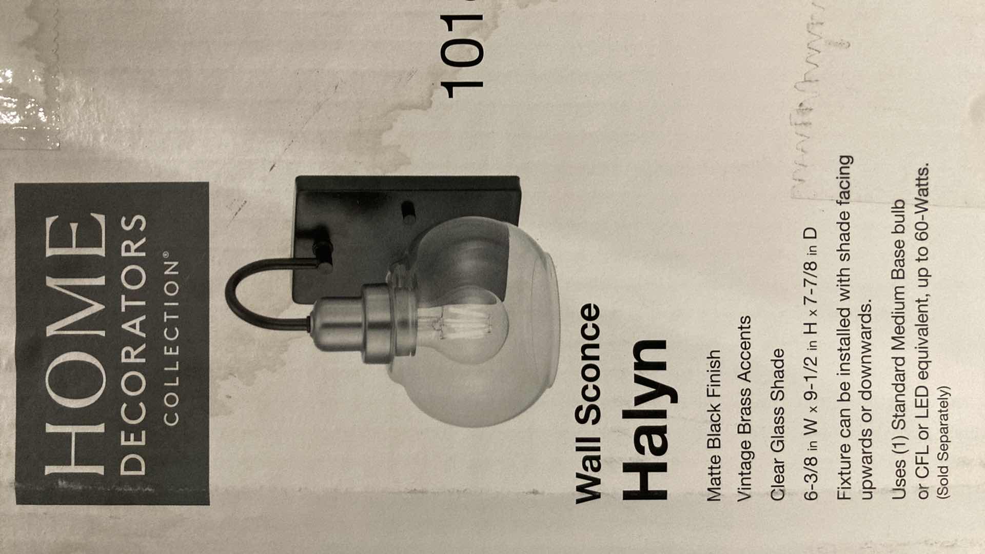 Photo 2 of NEW HOME DECORATORS HALYN MATTE BLACK & BRASS FINISH WALL SCONCE MODEL 1018HDCMBVBDI