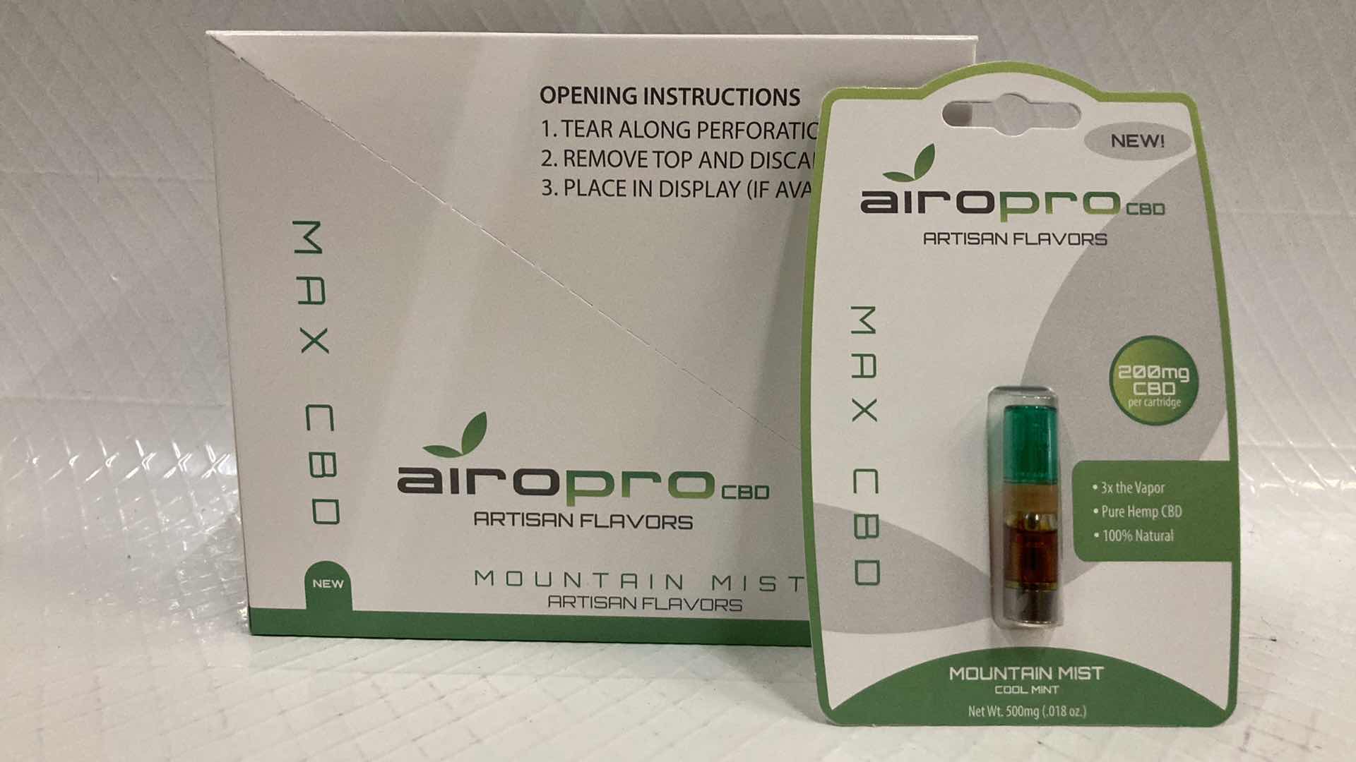 Photo 1 of NEW AIROPRO 200MG CBD OIL CARTRIDGE MOUNTAIN MIST FLAVOR (10)