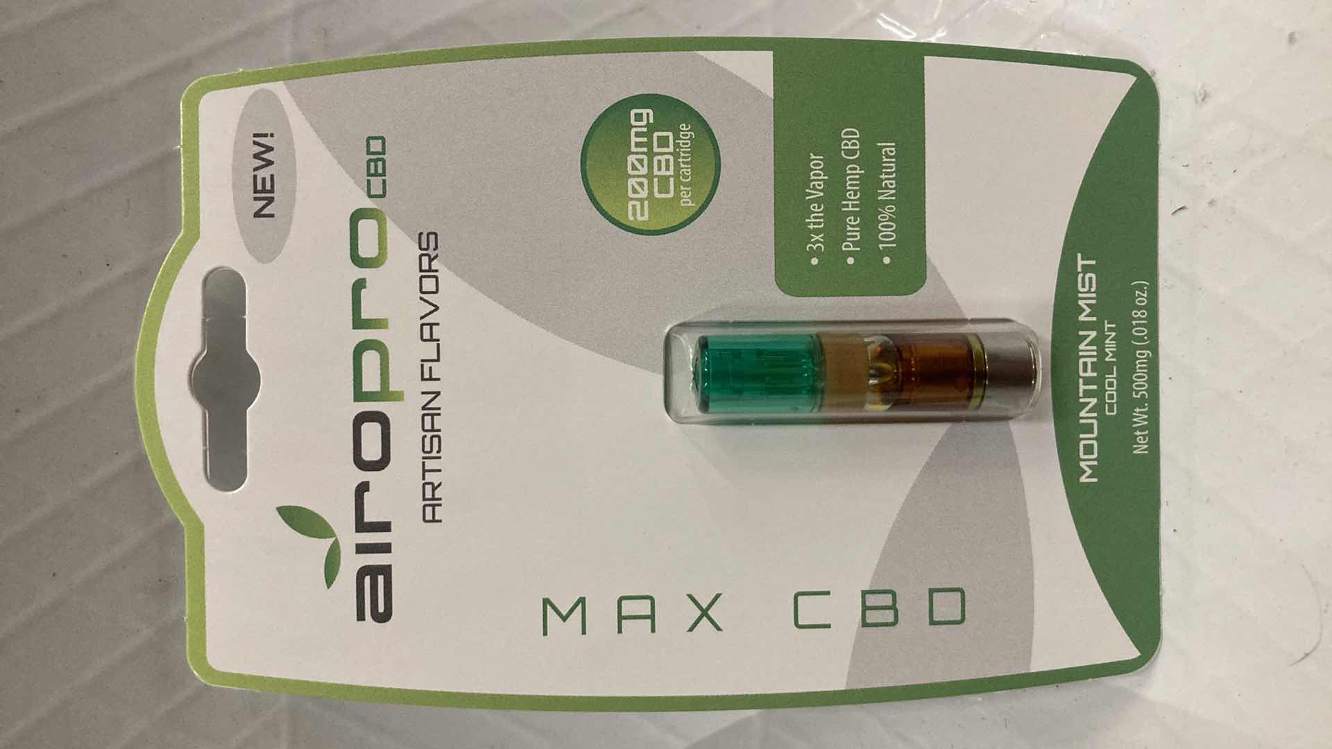 Photo 2 of NEW AIROPRO 200MG CBD OIL CARTRIDGE MOUNTAIN MIST FLAVOR (10)