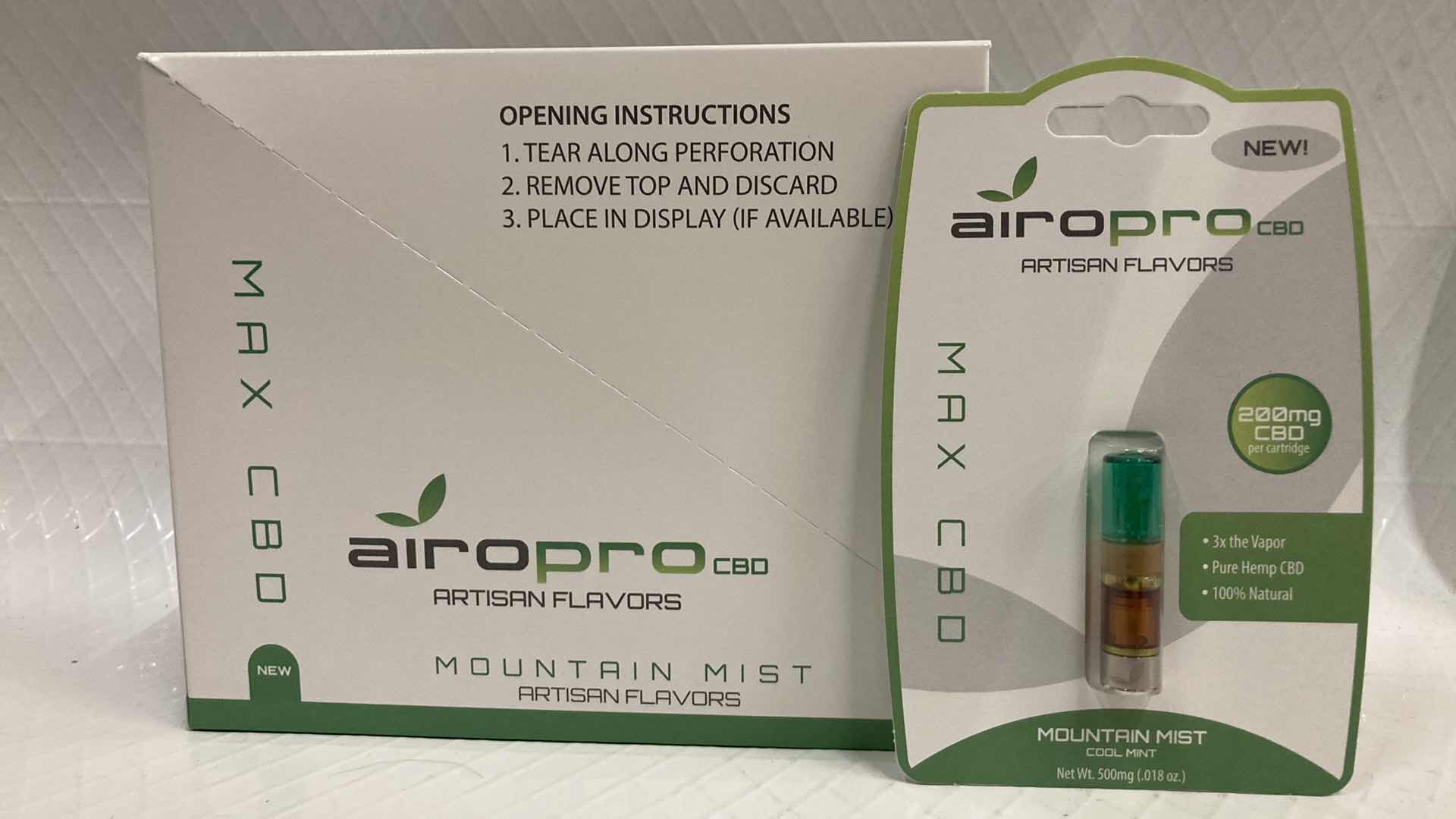 Photo 1 of NEW AIROPRO 200MG CBD OIL CARTRIDGE MOUNTAIN MIST FLAVOR (10)