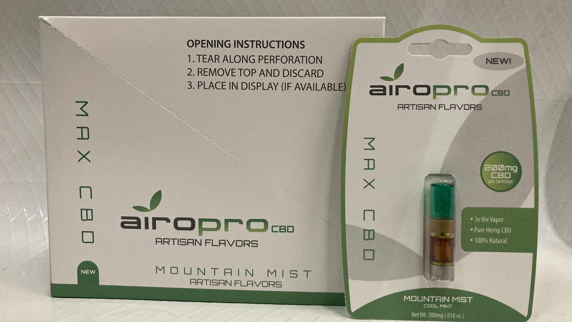 Photo 1 of NEW AIROPRO 200MG CBD OIL CARTRIDGE MOUNTAIN MIST FLAVOR (10)