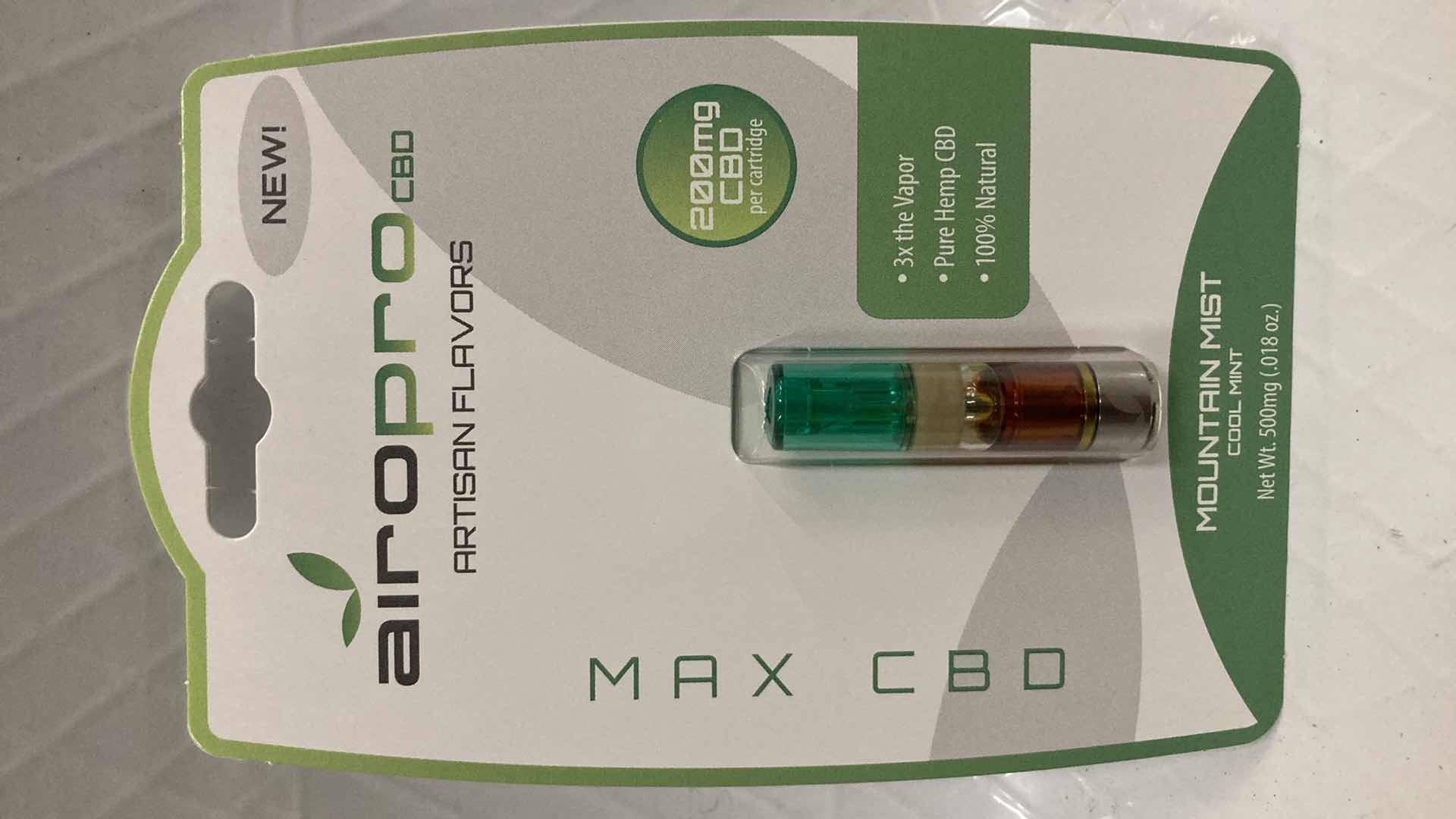 Photo 2 of NEW AIROPRO 200MG CBD OIL CARTRIDGE MOUNTAIN MIST FLAVOR (10)