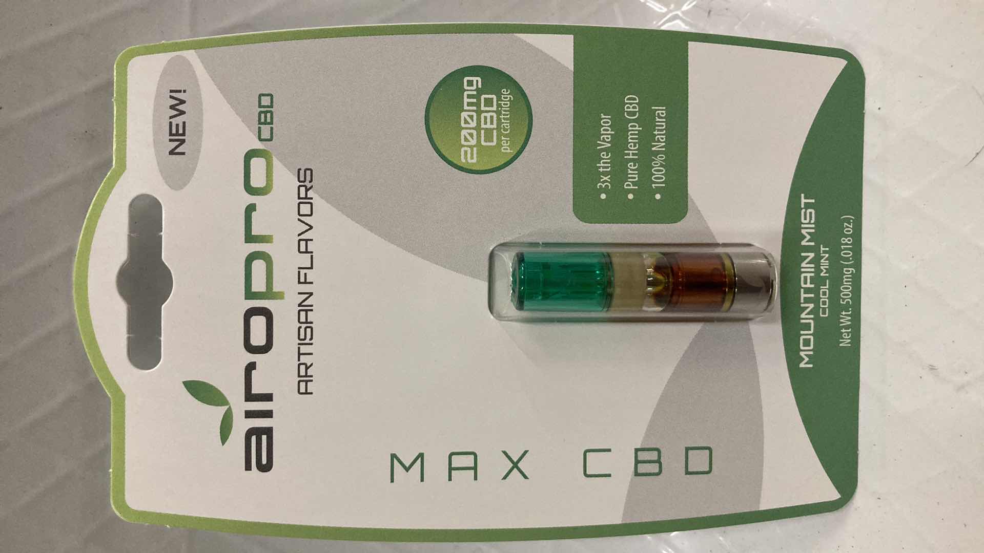 Photo 2 of NEW AIROPRO 200MG CBD OIL CARTRIDGE MOUNTAIN MIST FLAVOR (10)