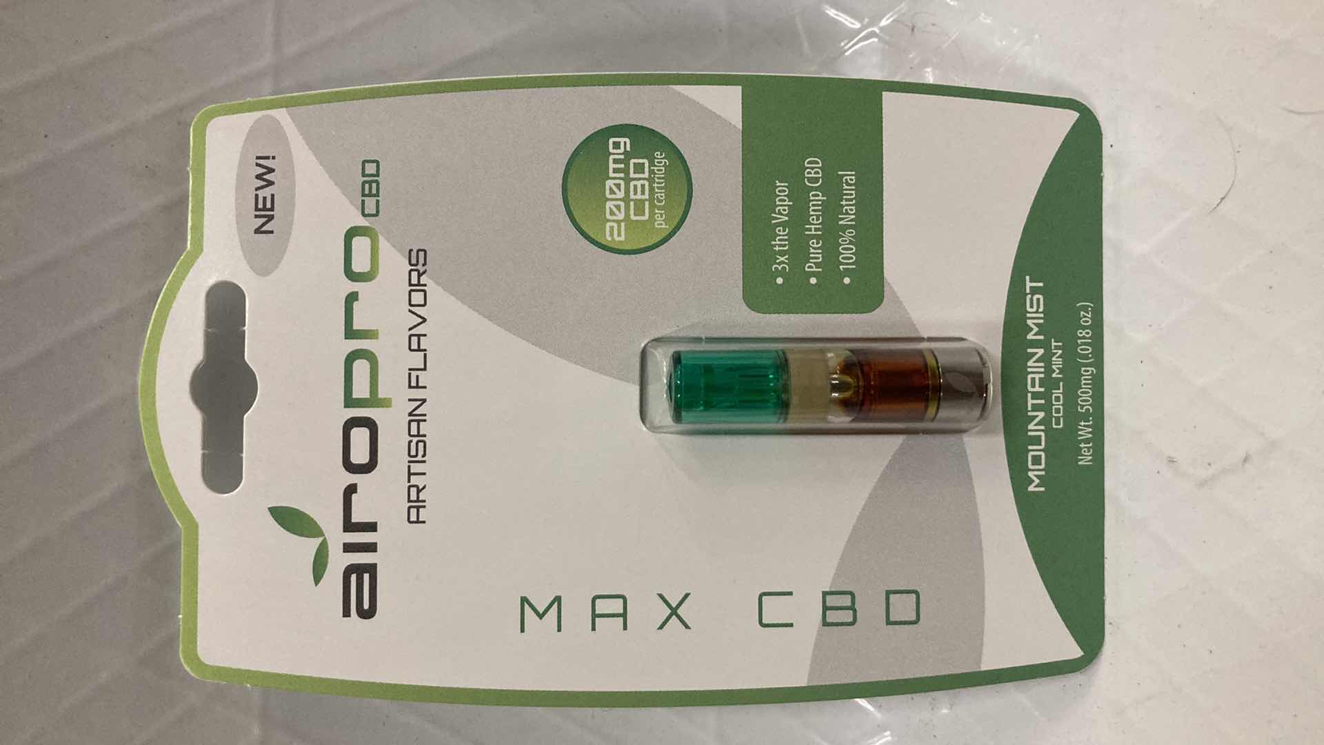 Photo 3 of NEW AIROPRO 200MG CBD OIL CARTRIDGE MOUNTAIN MIST FLAVOR (100)