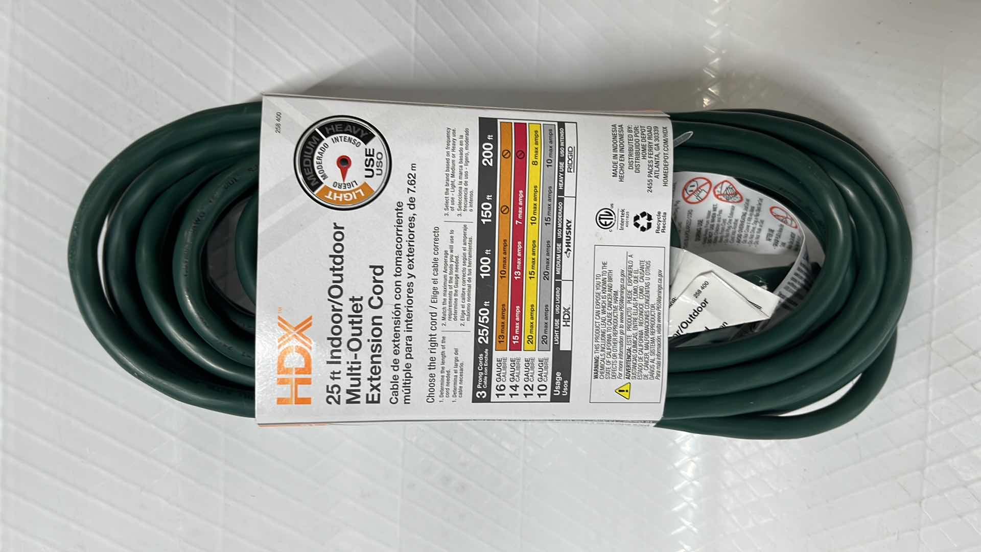 Photo 3 of NEW 2- HDX 25 FT INDOOR/OUTDOOR MULTI-OUTLET EXTENSION CORD, 16 GAUGE