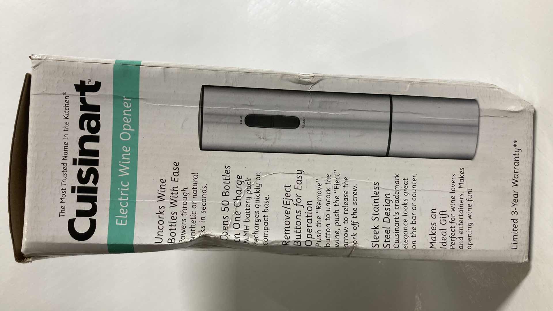 Photo 2 of NEW CUISINART ELECTRIC WINE OPENER MODEL CWO-25