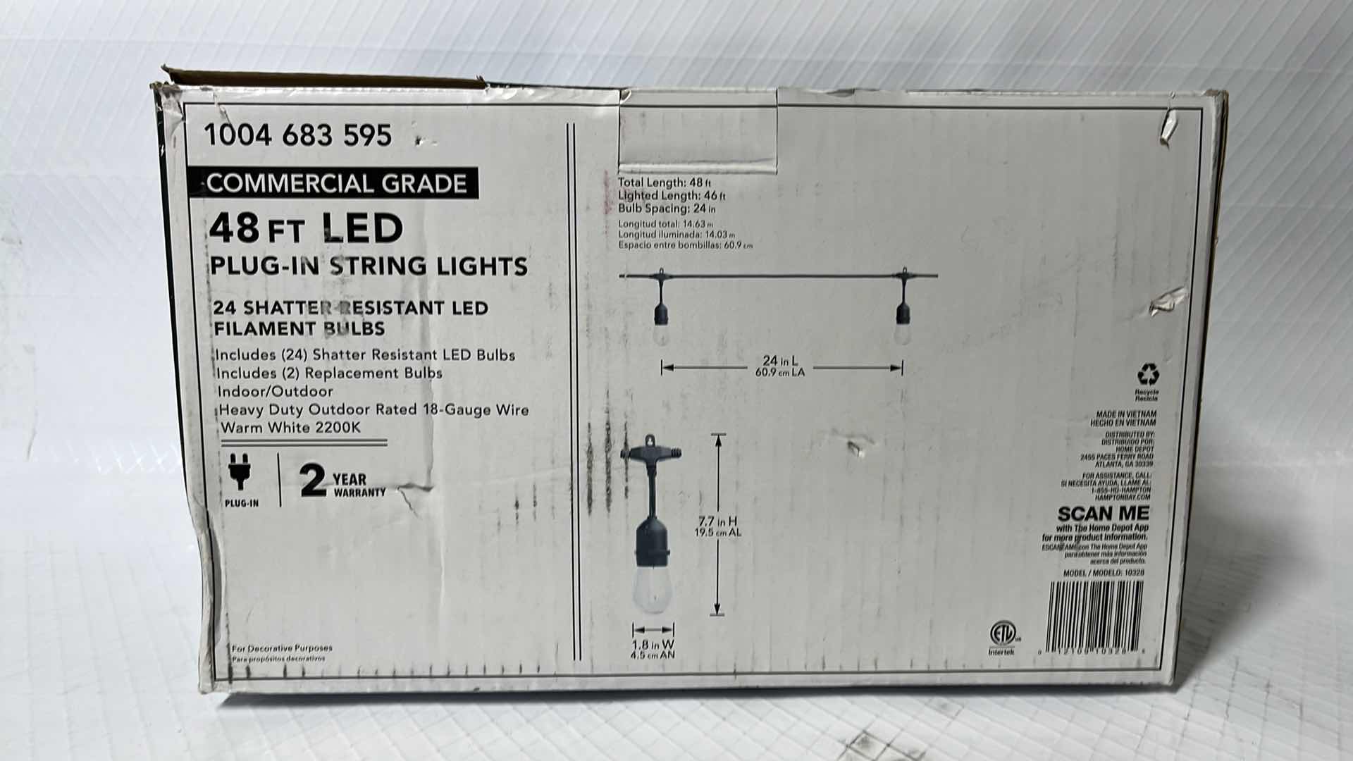 Photo 5 of HAMPTON BAY 48 FT COMMERCIAL GRADE LED PLUG-IN STRING LIGHTS, W 24 SHATTER RESISTANT FILAMENT BULBS (1004683595)