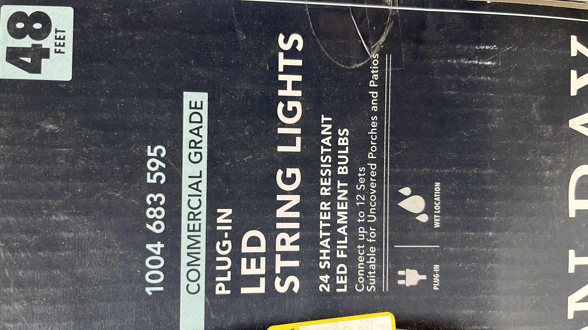 Photo 2 of HAMPTON BAY 48 FT COMMERCIAL GRADE LED PLUG-IN STRING LIGHTS, W 24 SHATTER RESISTANT FILAMENT BULBS (1004683595)