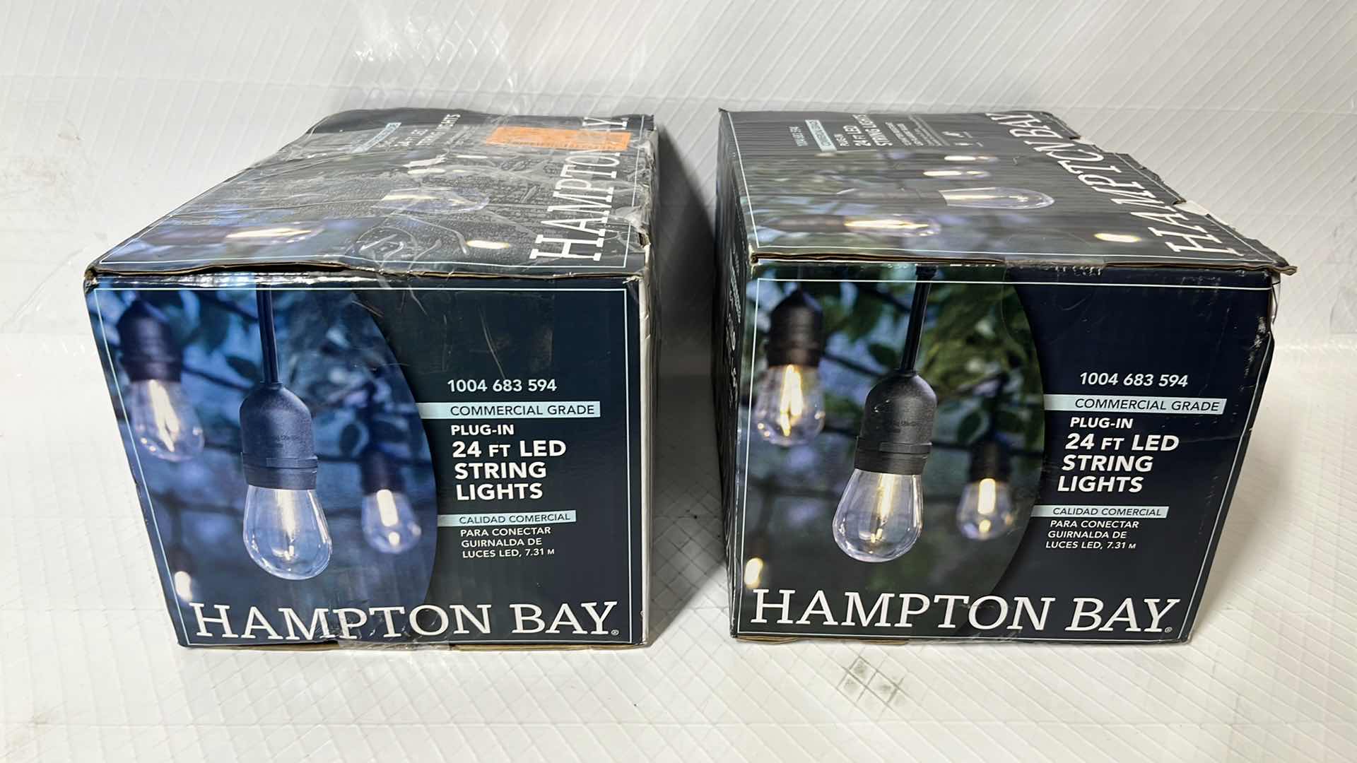 Photo 8 of 2- HAMPTON BAY 24 FT COMMERCIAL GRADE LED PLUG-IN STRING LIGHTS W 12 SHATTER RESISTANT FILAMENT BULBS (1004683594)