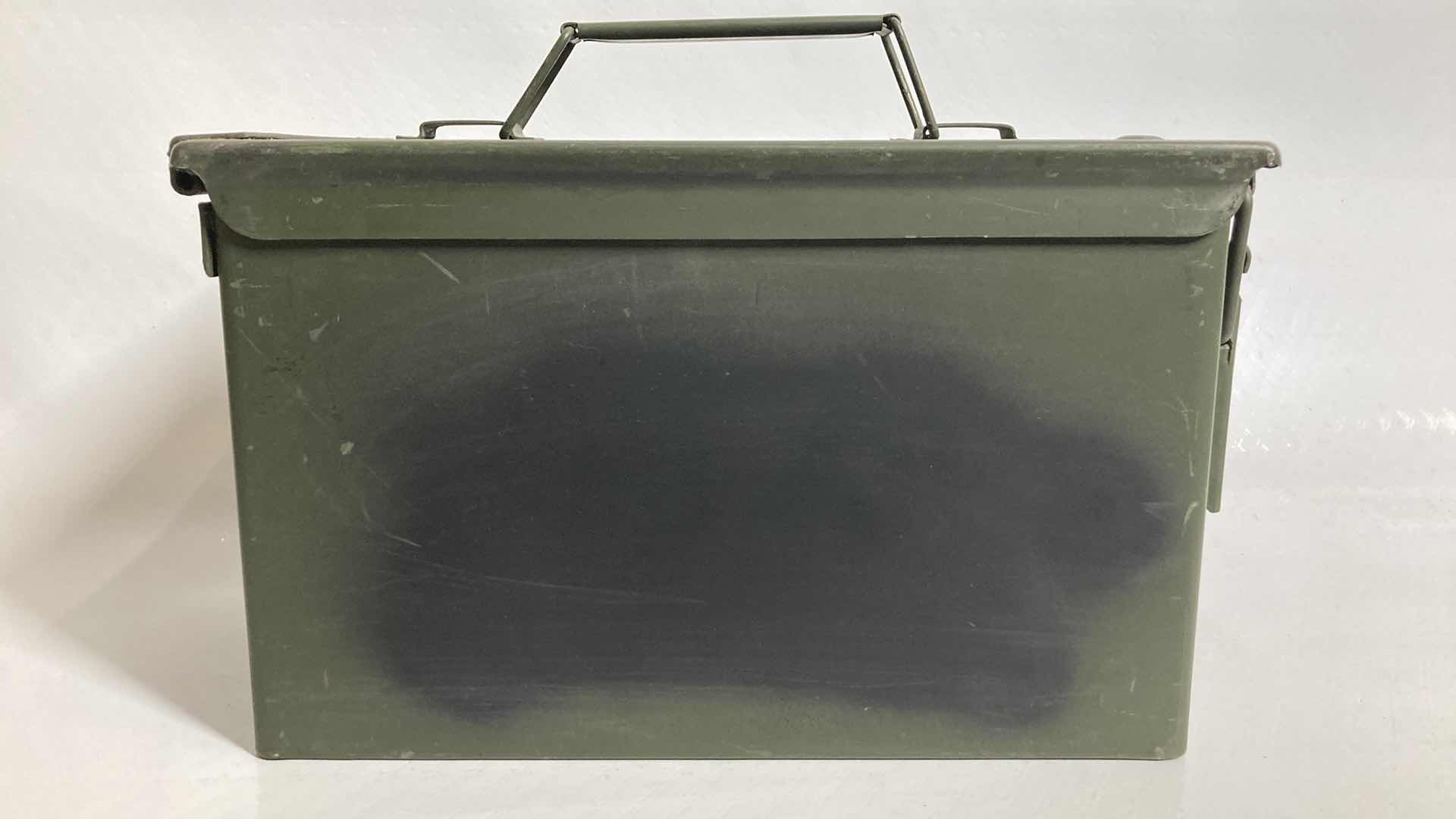 Photo 4 of STEEL AMMO STORAGE BOX W 45CAL SPENT BRASS CASINGS 6” X 12” H7”