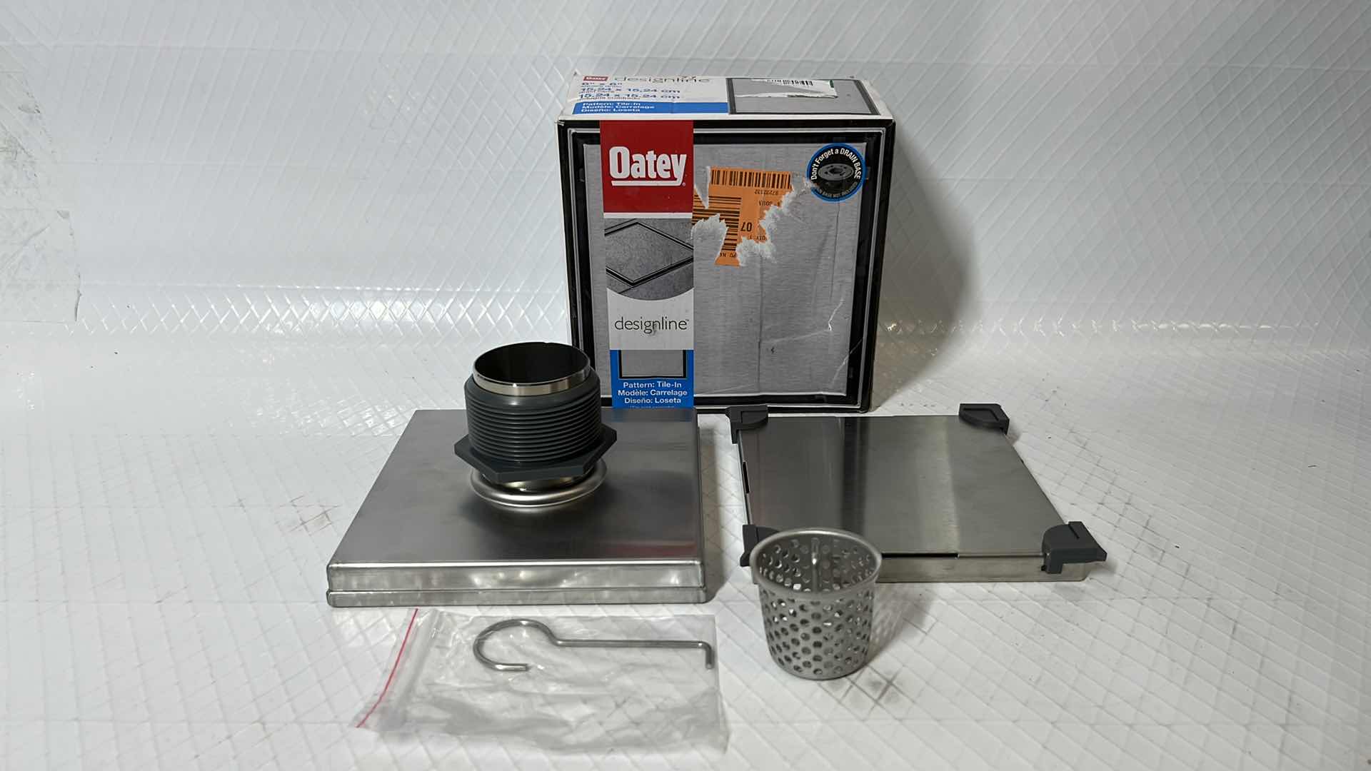 Photo 2 of NEW OATEY DESIGNLINE 6” x 6” SQUARE DRAIN GRATE, TILE-IN DRAIN KIT