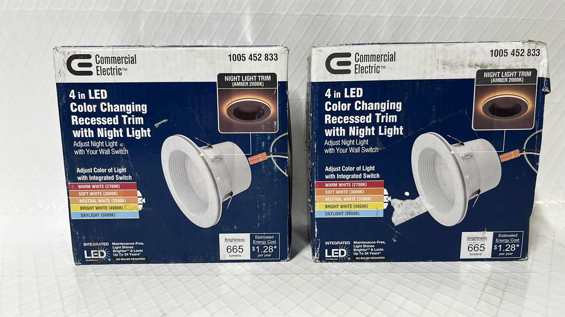 Photo 1 of 2- COMMERCIAL ELECTRIC 4” LED COLOR CHANGING RECESSED TRIM W NIGHT LIGHT, 665 LUMENS (1005 452 833)