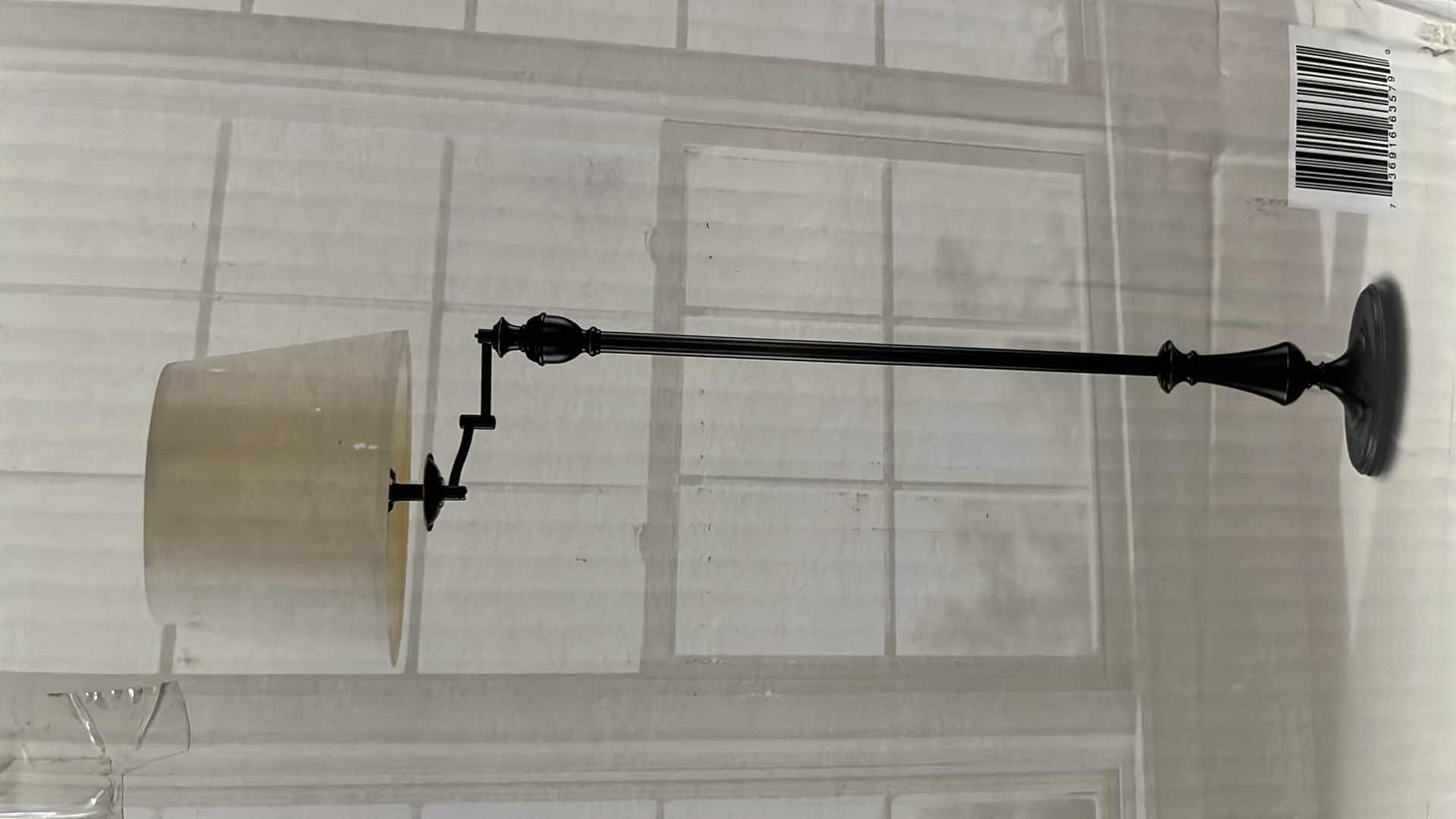 Photo 2 of NEW HAMPTON BAY SWING ARM FLOOR LAMP, OIL-RUBBED BRONZE FINISH W BEIGE SHADE, 20.3” X 59”H (1000 051 631)