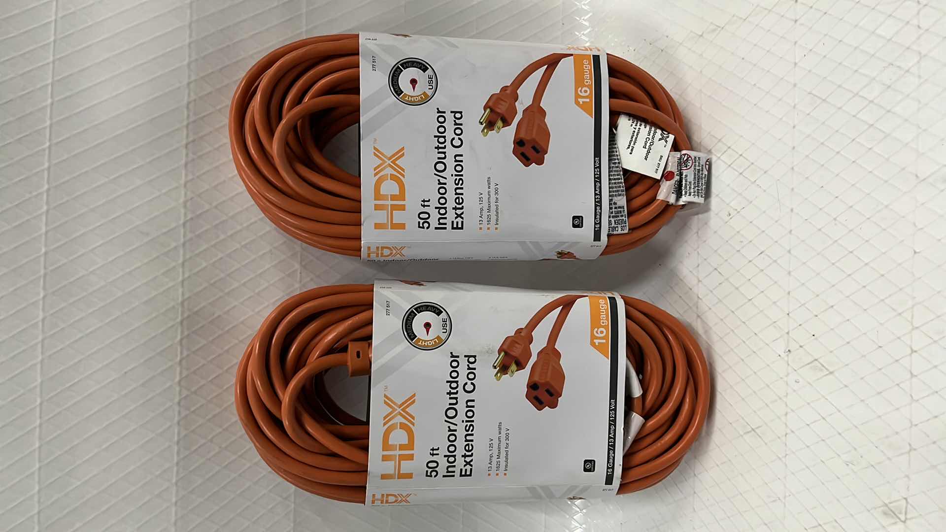 Photo 1 of 2- NEW HDX 50 FT INDOOR/OUTDOOR EXTENSION CORD, 16 GAUGE 13 AMP 125 VOLT (#277 517)