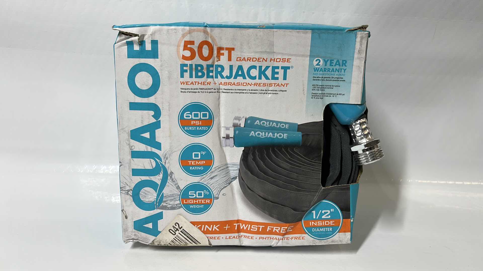 Photo 1 of NEW AQUAJOE 50FT GARDEN HOSE, FIBER JACKET WEATHER & ABRASION RESISTANT (AJFJH50-PRO)