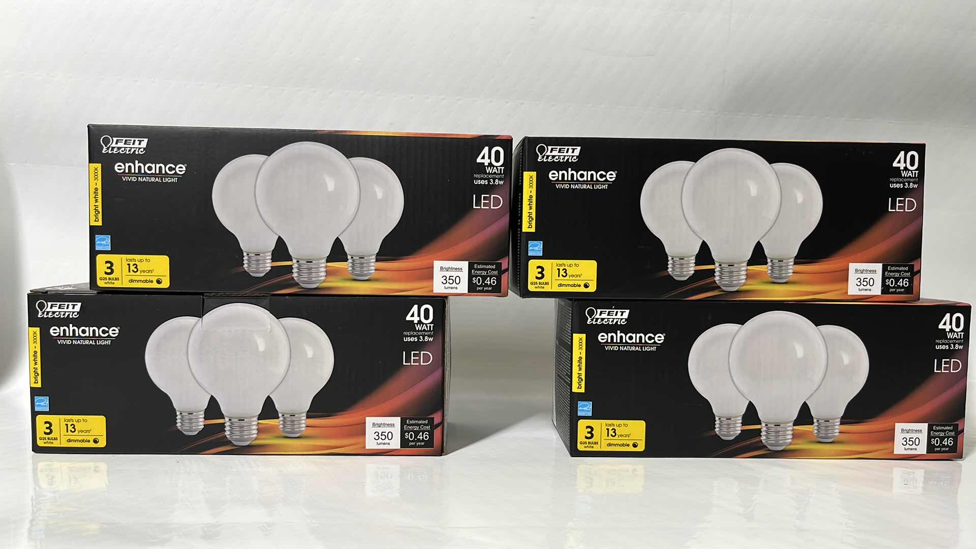 Photo 1 of 4- NEW FEIT ELECTRIC 40 WATT G25 LED DIMMABLE FILAMENT BULBS, BRIGHT WHITE 3000K, 3-PACK (G2540W930CA/FIL/3)