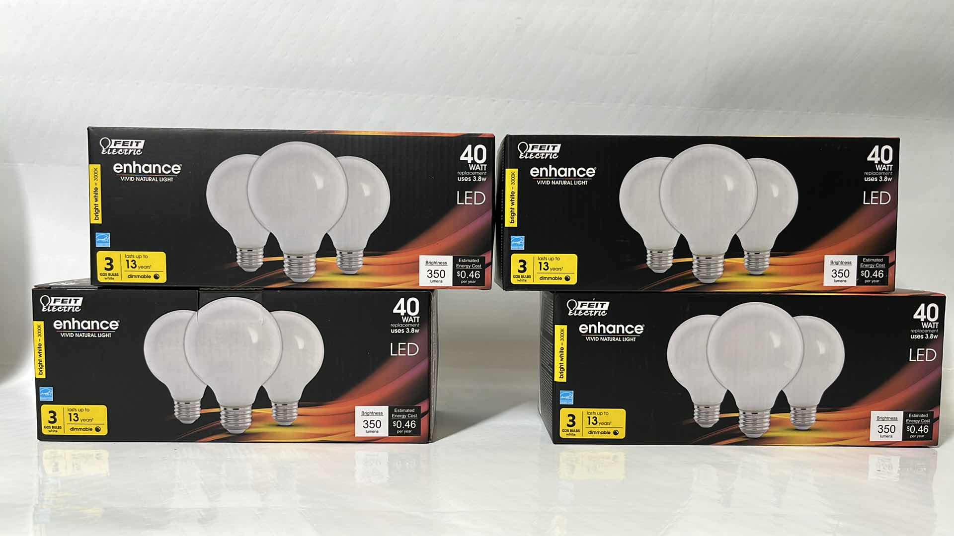 Photo 1 of 4- NEW FEIT ELECTRIC 40 WATT G25 LED DIMMABLE FILAMENT BULBS, BRIGHT WHITE 3000K, 3-PACK (G2540W930CA/FIL/3)