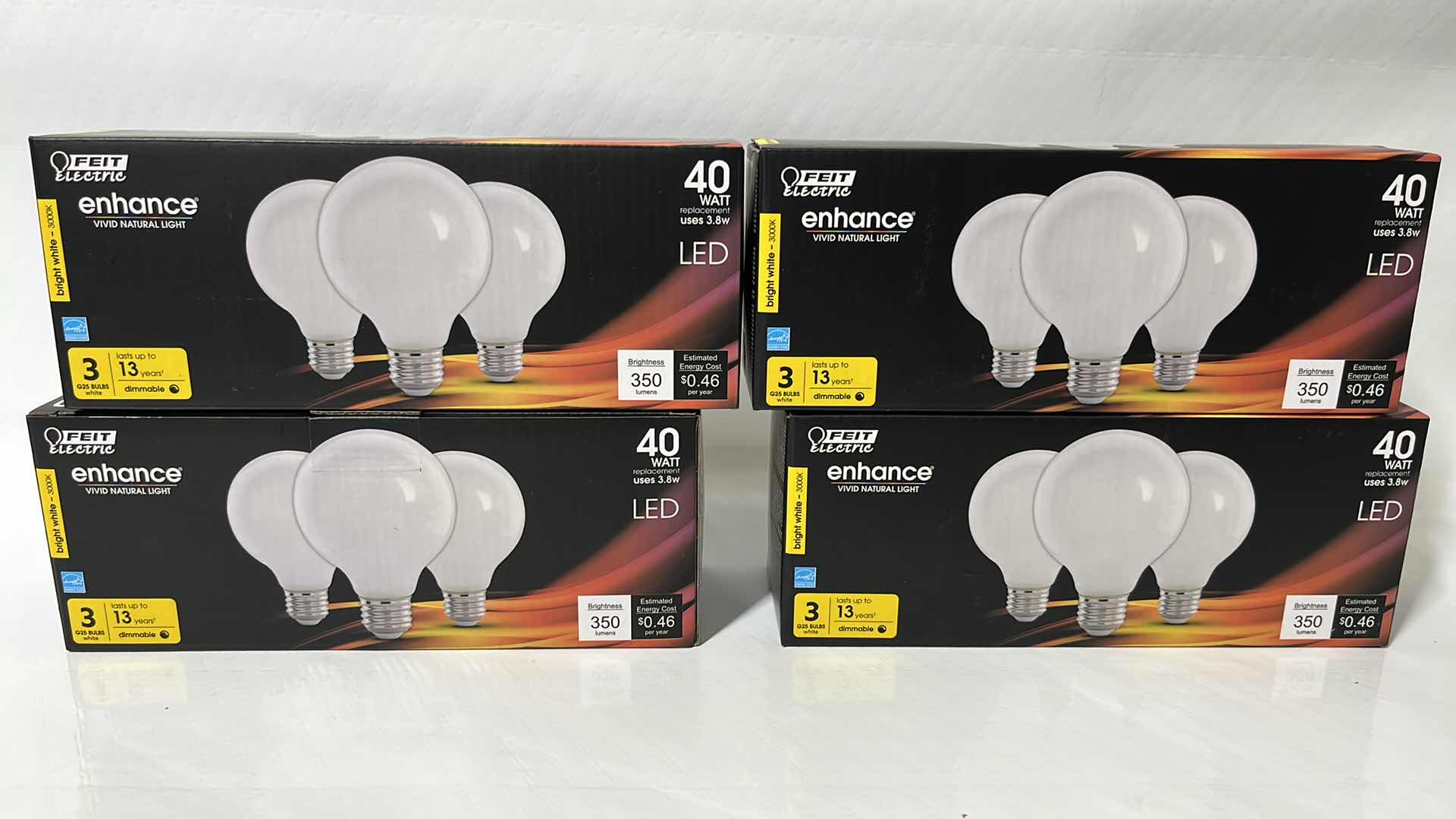 Photo 1 of 4- NEW FEIT ELECTRIC 40 WATT G25 LED DIMMABLE FILAMENT BULBS, BRIGHT WHITE 3000K, 3-PACK (G2540W930CA/FIL/3)