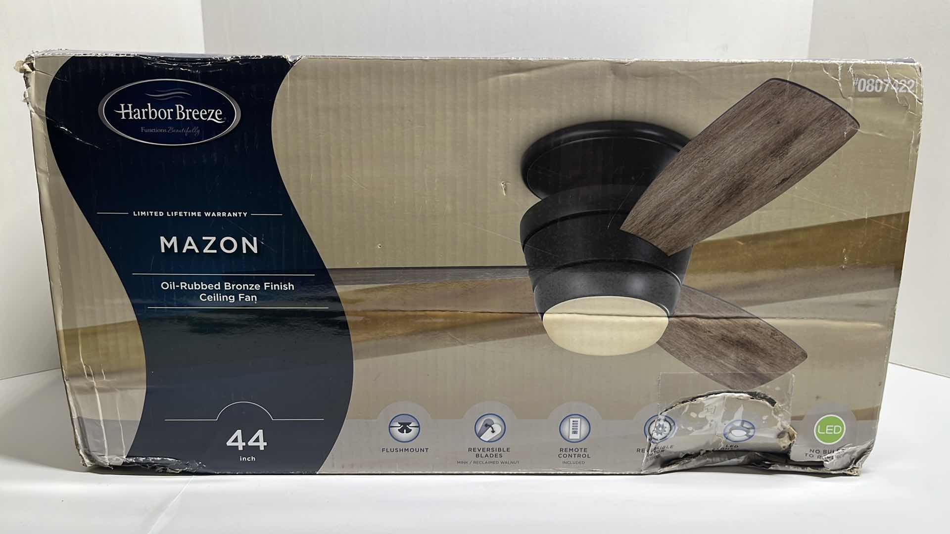 Photo 1 of NEW HARBOR BREEZE MAZON OIL-RUBBED BRONZE FINISH CEILING FAN 0807422