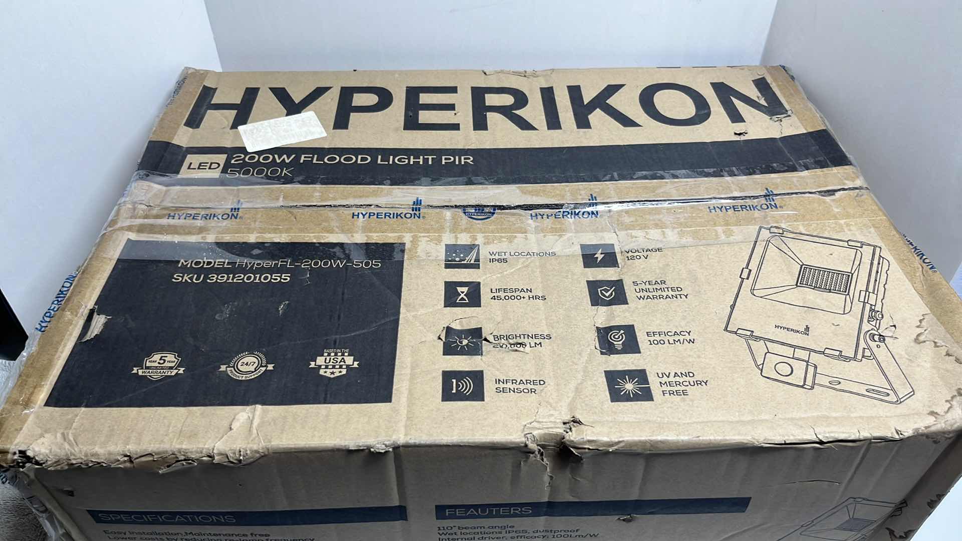 Photo 1 of HYPERIKON LED 200W FLOOD LIGHT PIR 5000K HYPERFL-200W-505