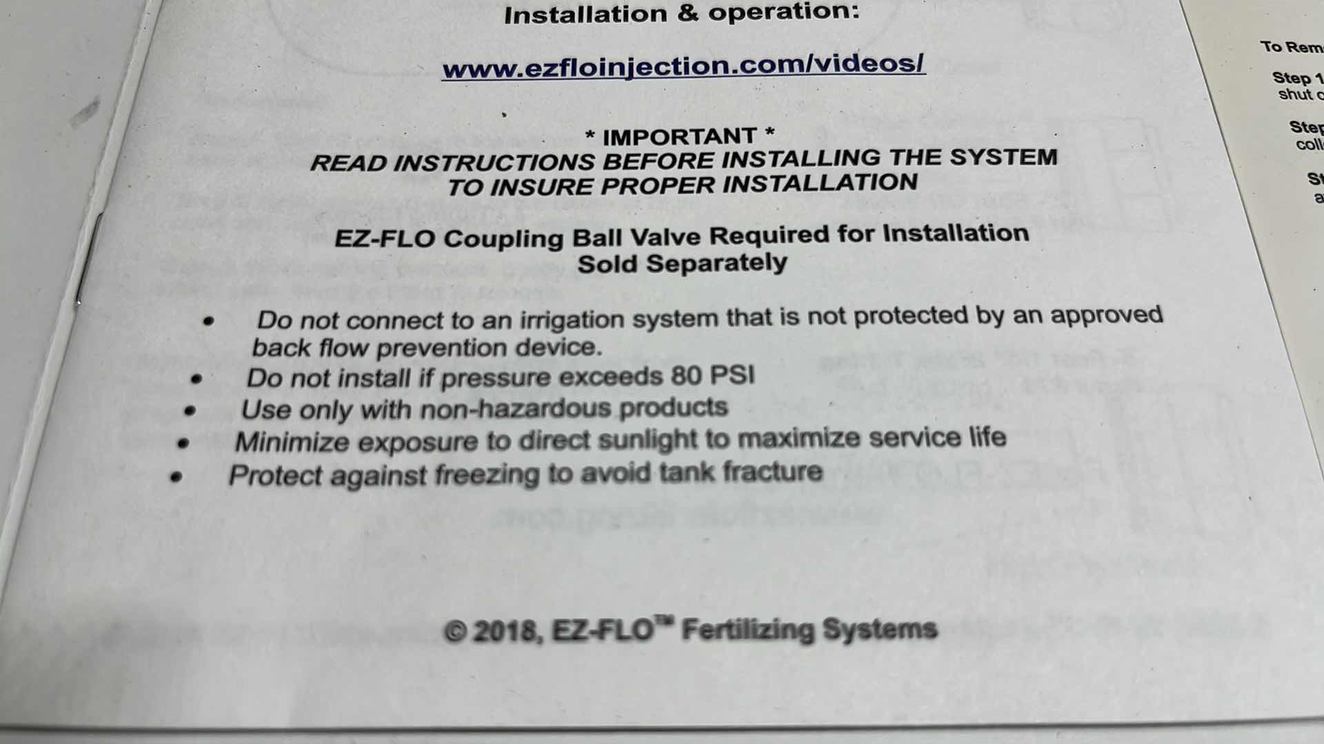 Photo 7 of NEW EZ-FLO 2.5 GALLON MAIN LINE DISPENSING SYSTEM STANDARD CAPACITY FERTILIZER INJECTOR #EZOO3CX