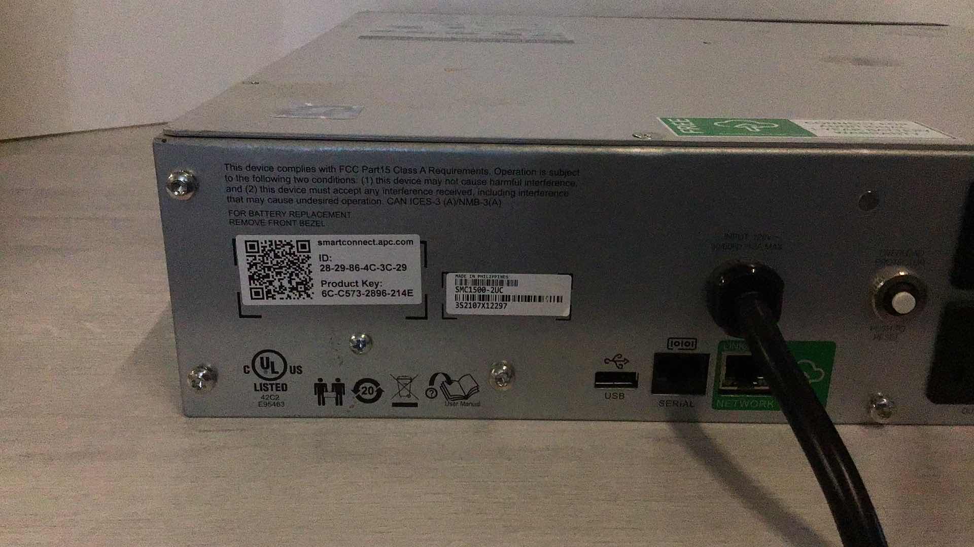 Photo 3 of APC SMART-UPS C1500 BACKUP BATTERY POWER SUPPLY SMC1500-2UCAPC SMART-UPS C1500 BACKUP BATTERY POWER SUPPLY MODEL SMC1500-2UC