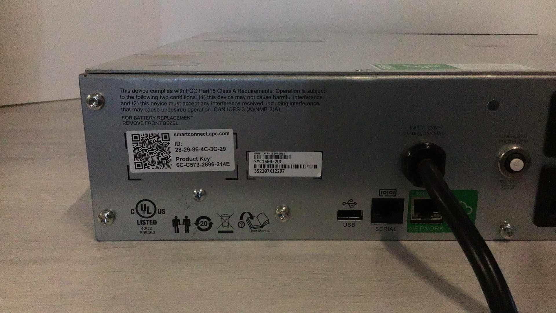 Photo 3 of APC SMART-UPS C1500 BACKUP BATTERY POWER SUPPLY SMC1500-2UC