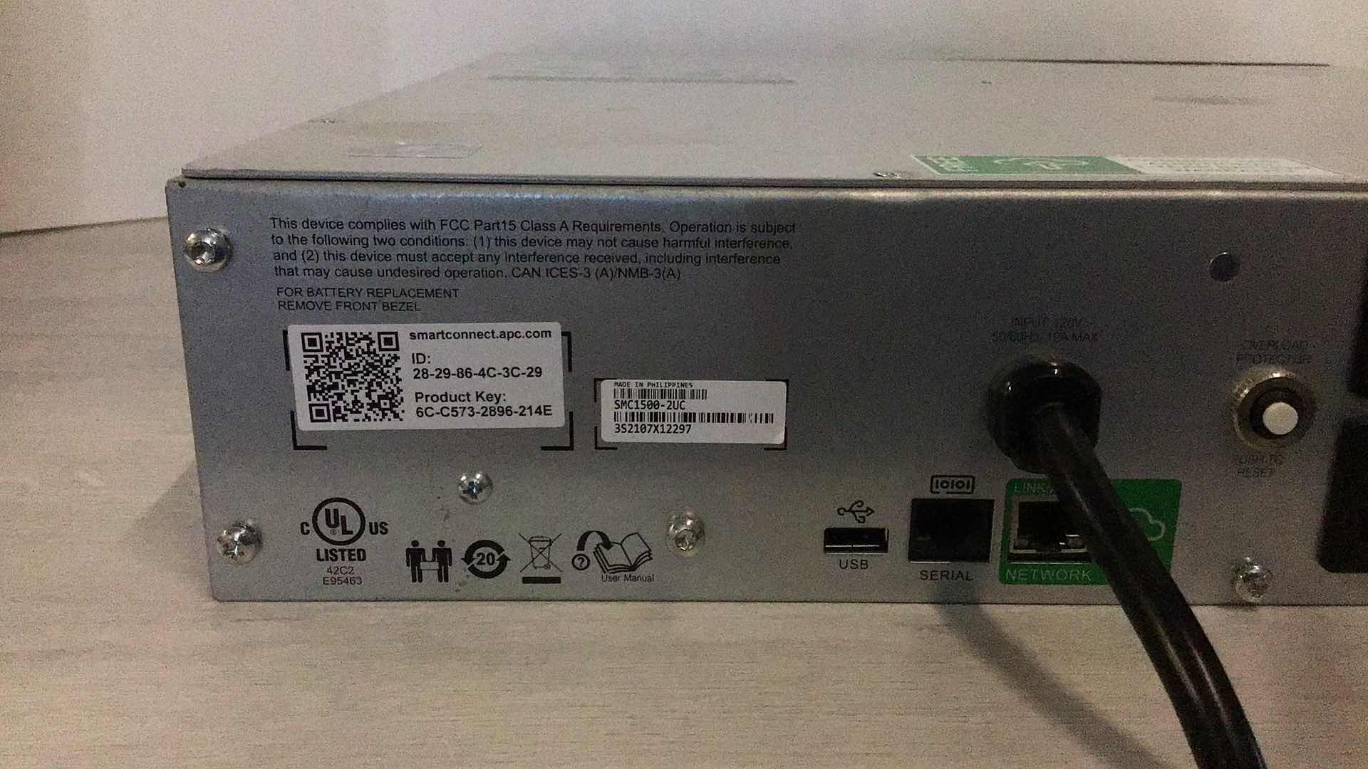 Photo 3 of APC SMART-UPS C1500 BACKUP BATTERY POWER SUPPLY MODEL SMC1500-2UC