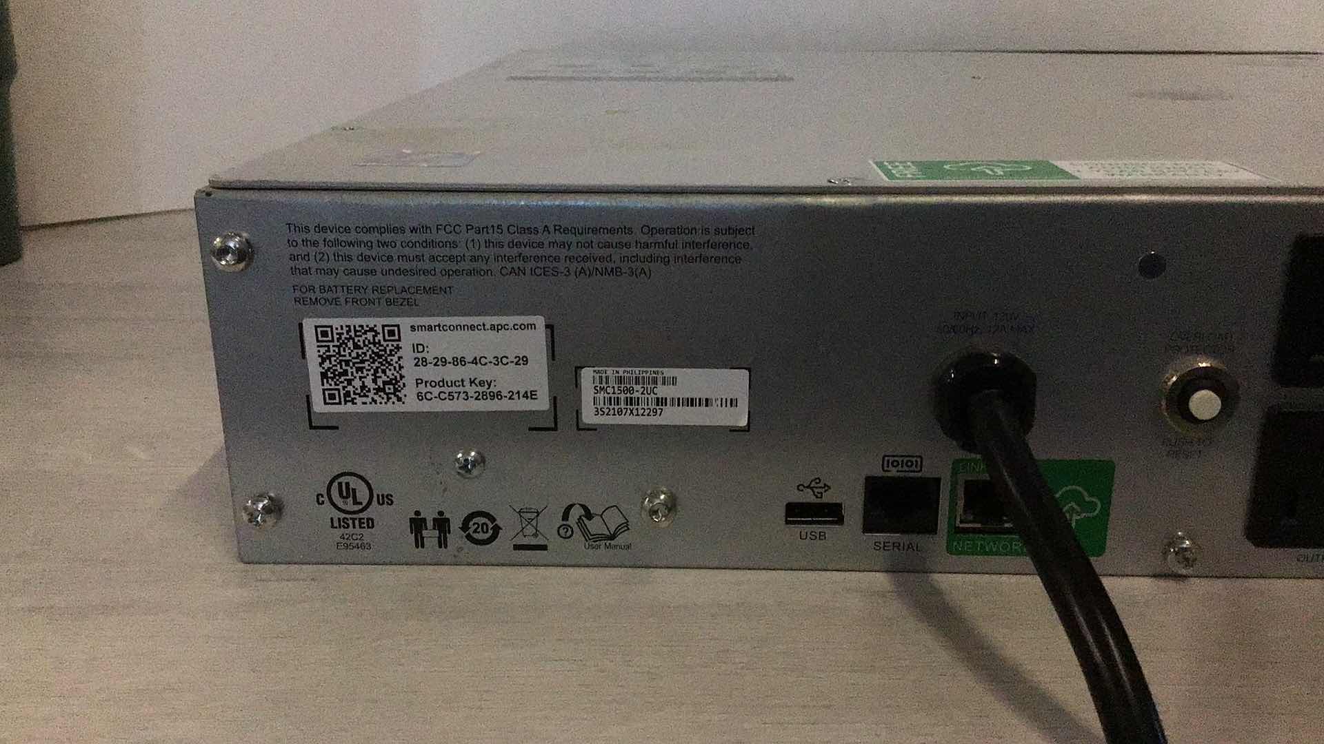 Photo 3 of APC SMART-UPS C1500 BACKUP BATTERY POWER SUPPLY MODEL SMC1500-2UC