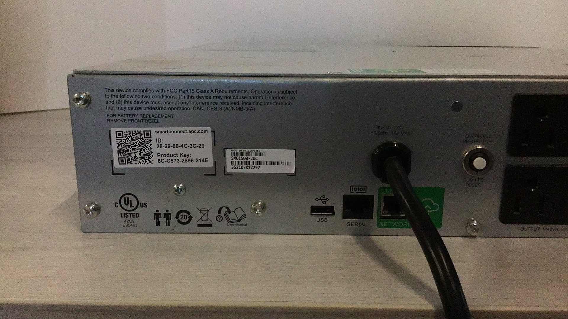 Photo 3 of APC SMART-UPS C1500 BACKUP BATTERY POWER SUPPLY MODEL SMC1500-2UC