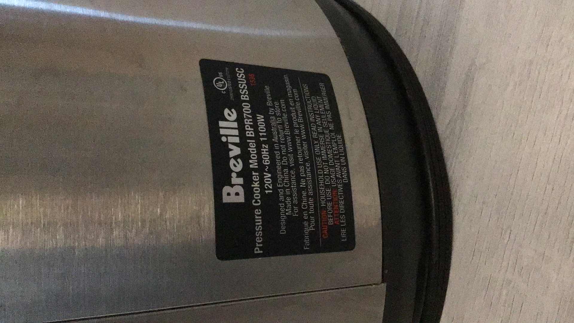 Photo 3 of BREVILLE THE FAST SLOW PRO PRESSURE COOKER MODEL BPR700BSSUSC