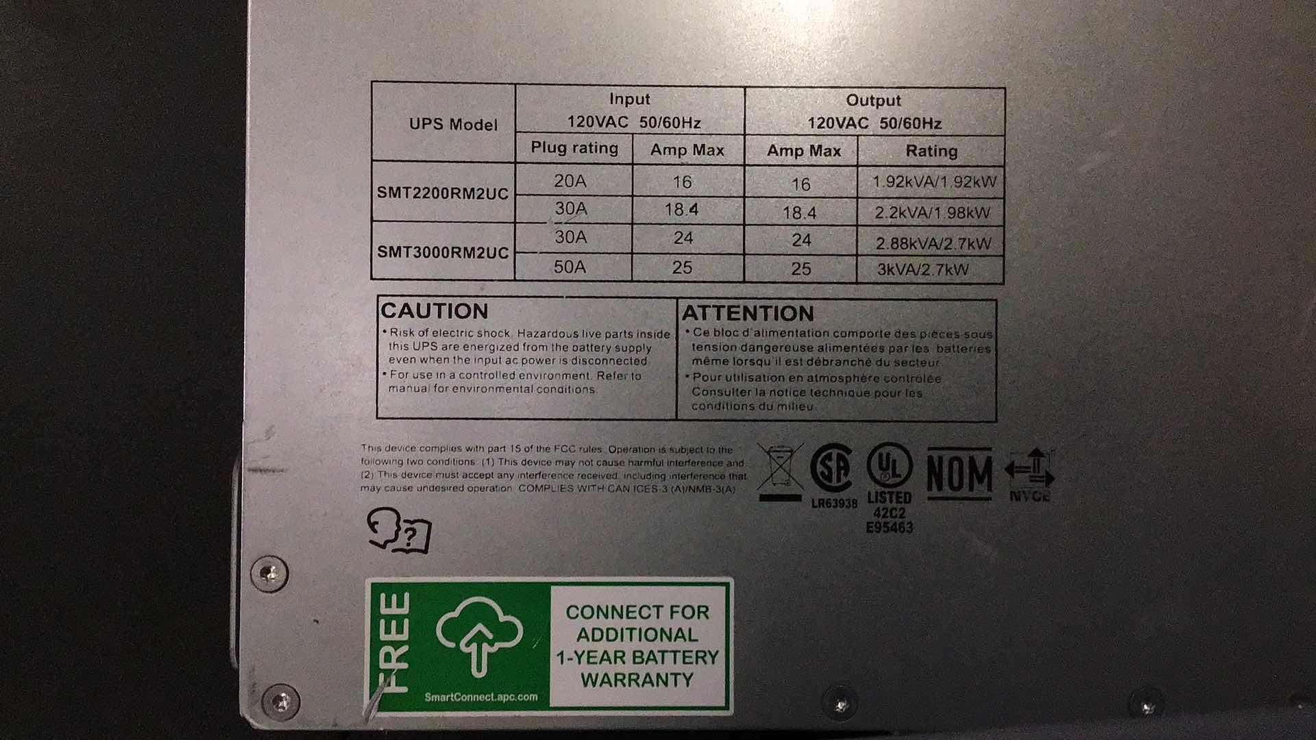 Photo 3 of APC SMART UPS 3000VA LCD RM 2U 120V W SMART CONNECT SMT3000RMUC