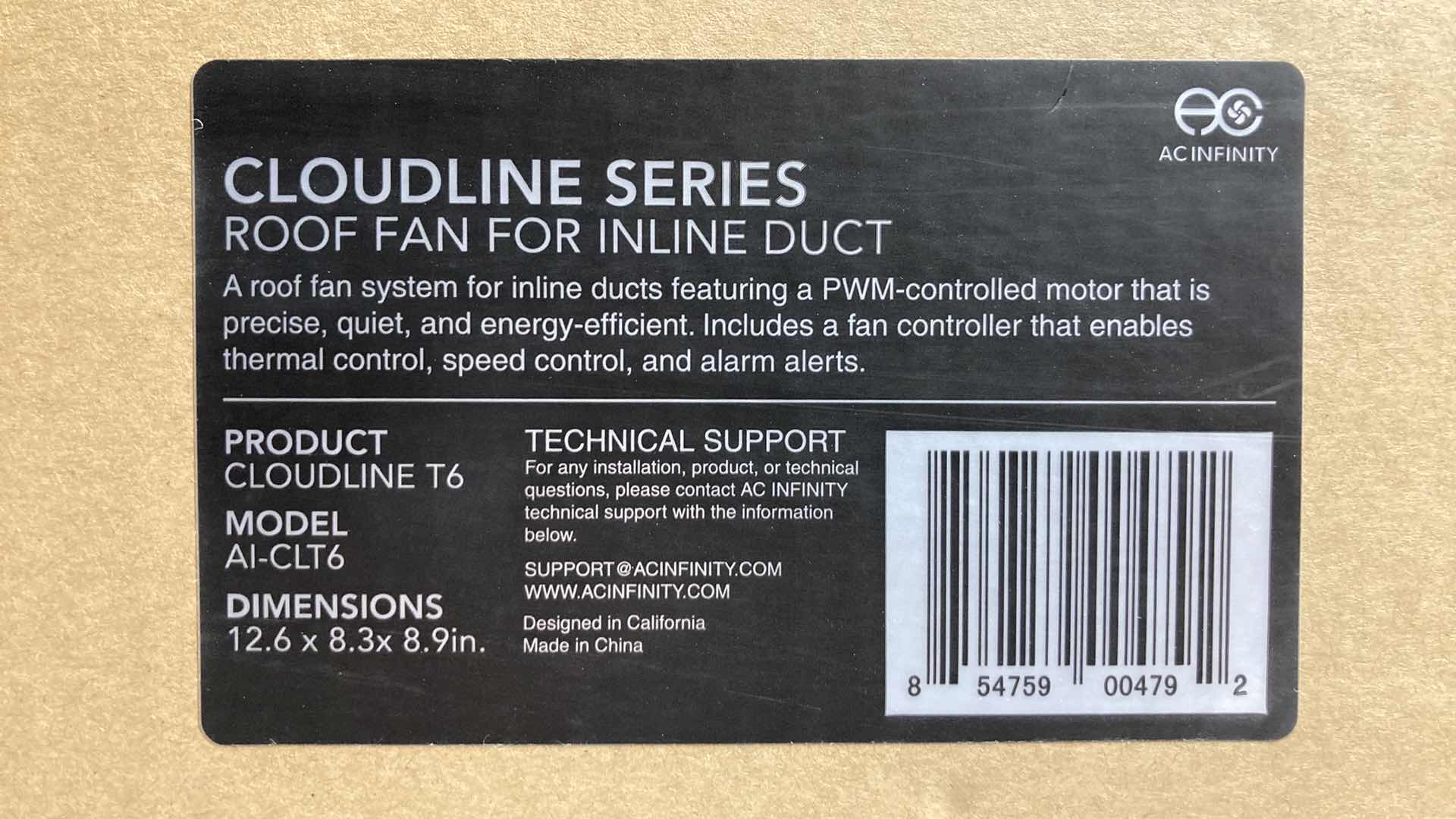 Photo 3 of NEW AC INFINITY CLOUDLINE T6 SERIES ROOF FAN FOR INLINE DUCT MODEL AI-CLT6