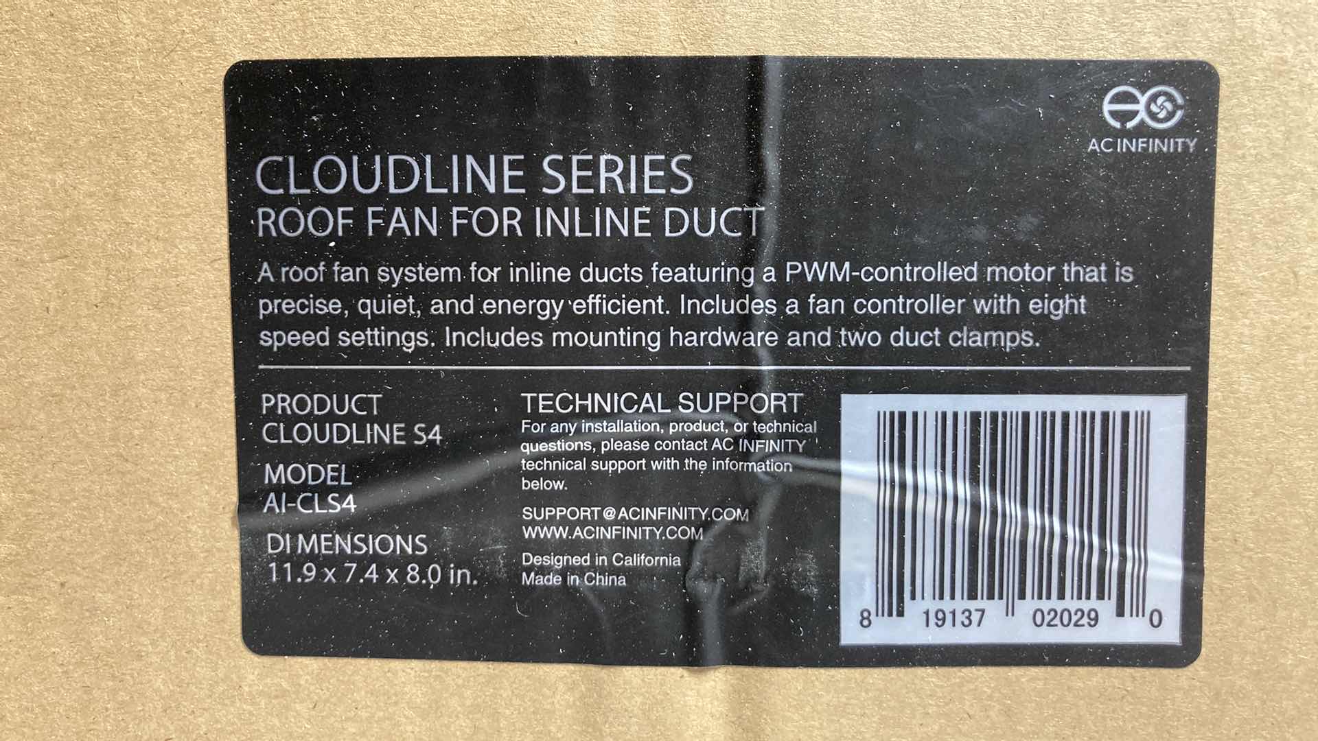 Photo 3 of NEW AC INFINITY CLOUDLINE S4 SERIES ROOF FAN FOR INLINE DUCT MODEL AL-CLS4