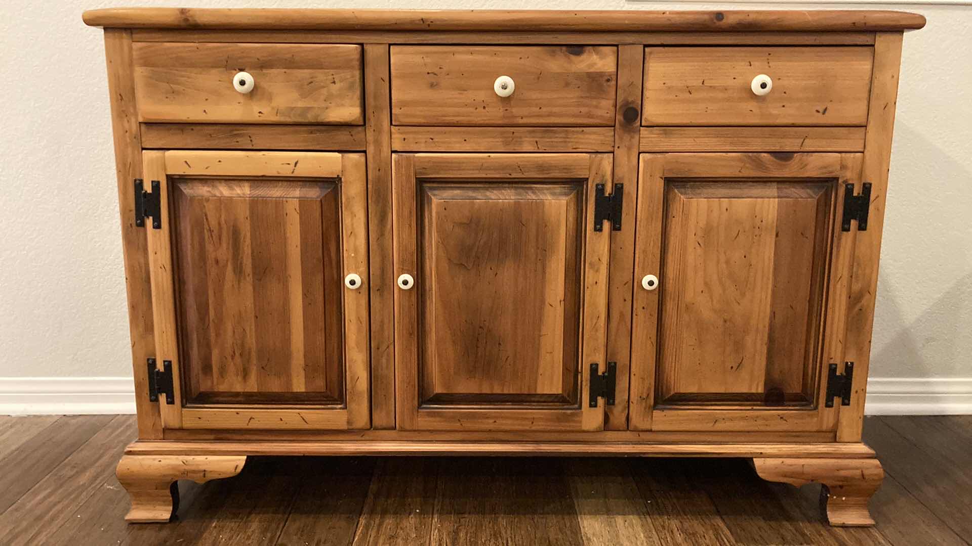 Photo 2 of ETHAN ALLEN 3 DRAWER PINE SIDEBOARD 49.5” X 19” H33”