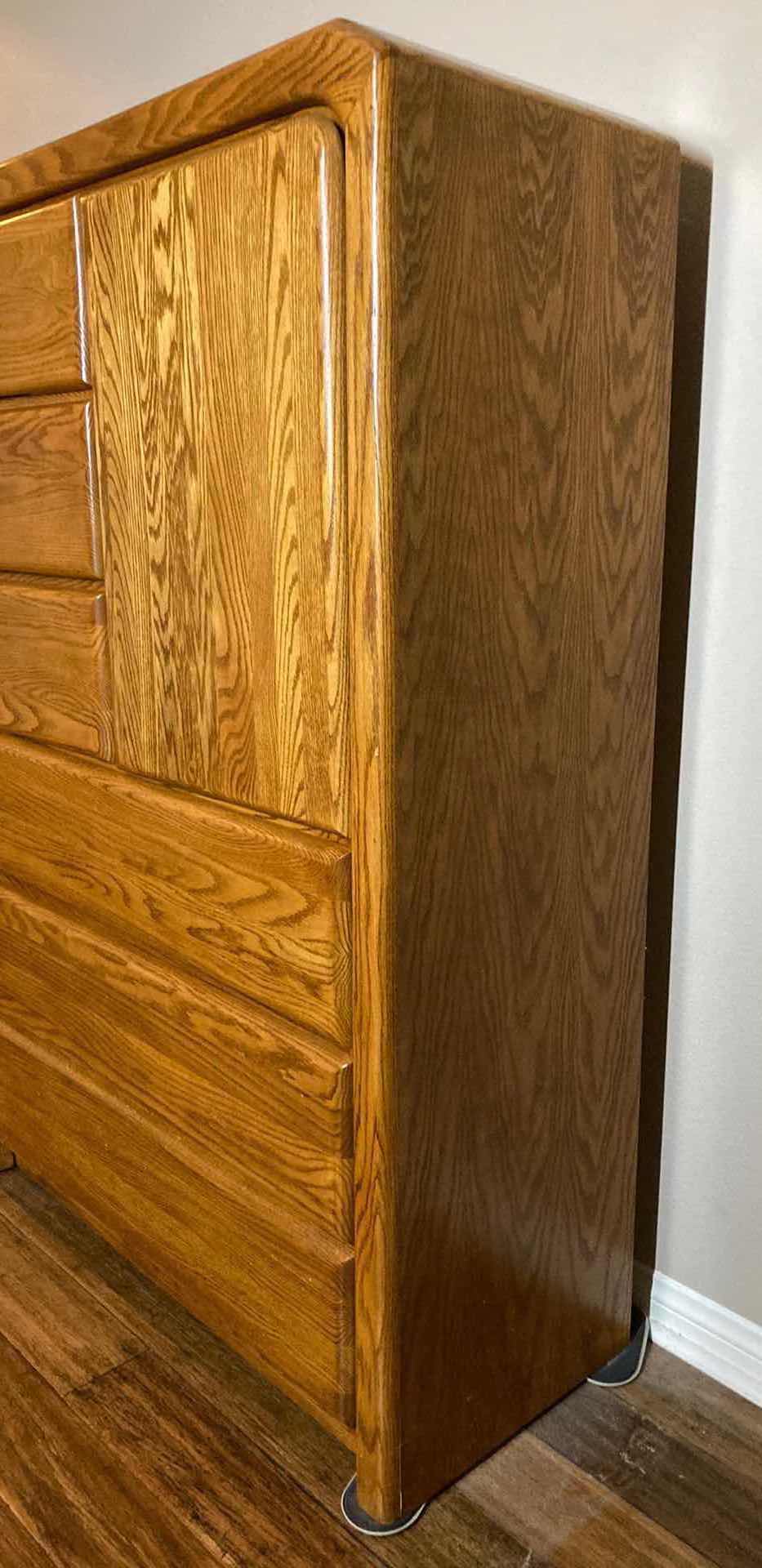 Photo 2 of ARBEK MID-CENTURY OAK 6 DRAWER DRESSER W CABINET 40” X 17” 58.5”