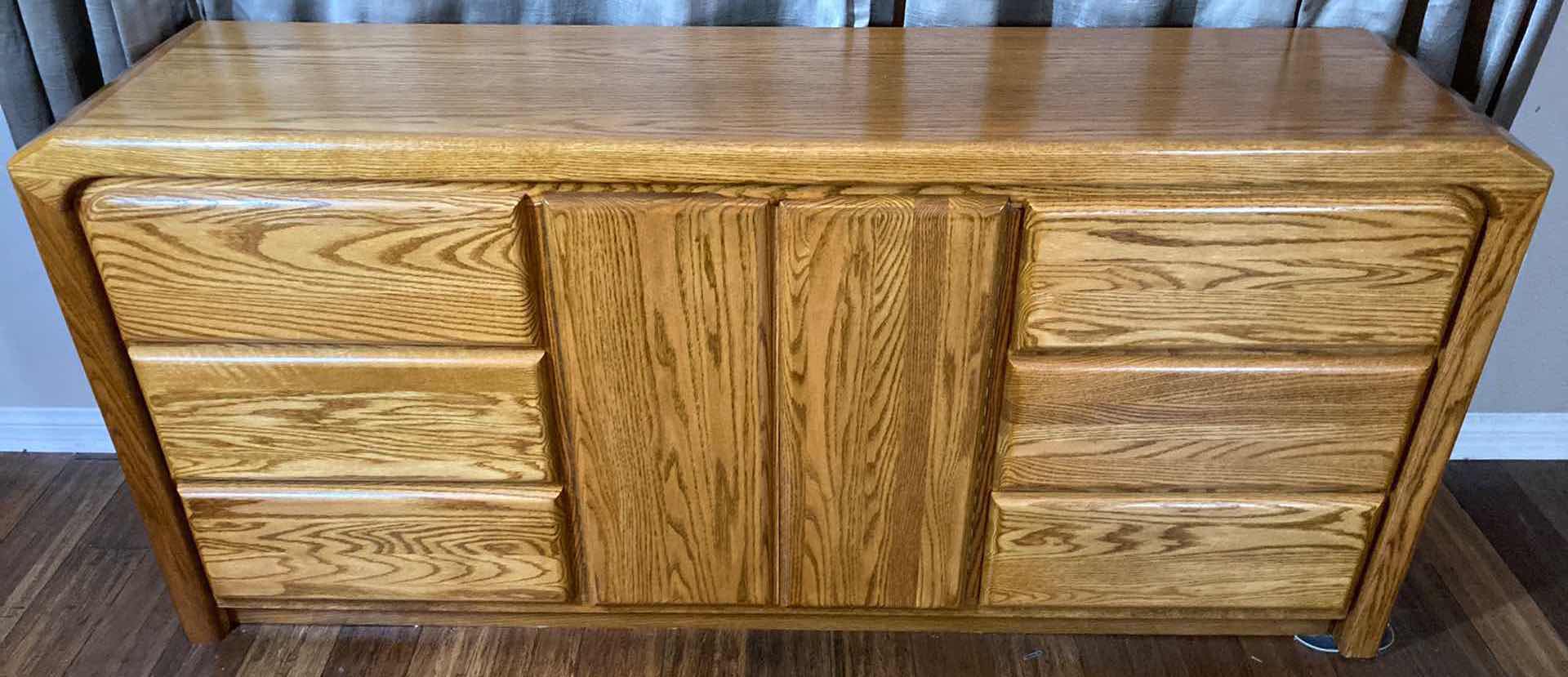 Photo 1 of ARBEK MID-CENTURY OAK MULTI COMPARTMENT 9 DRAWER DRESSER 72” X 17” H32”