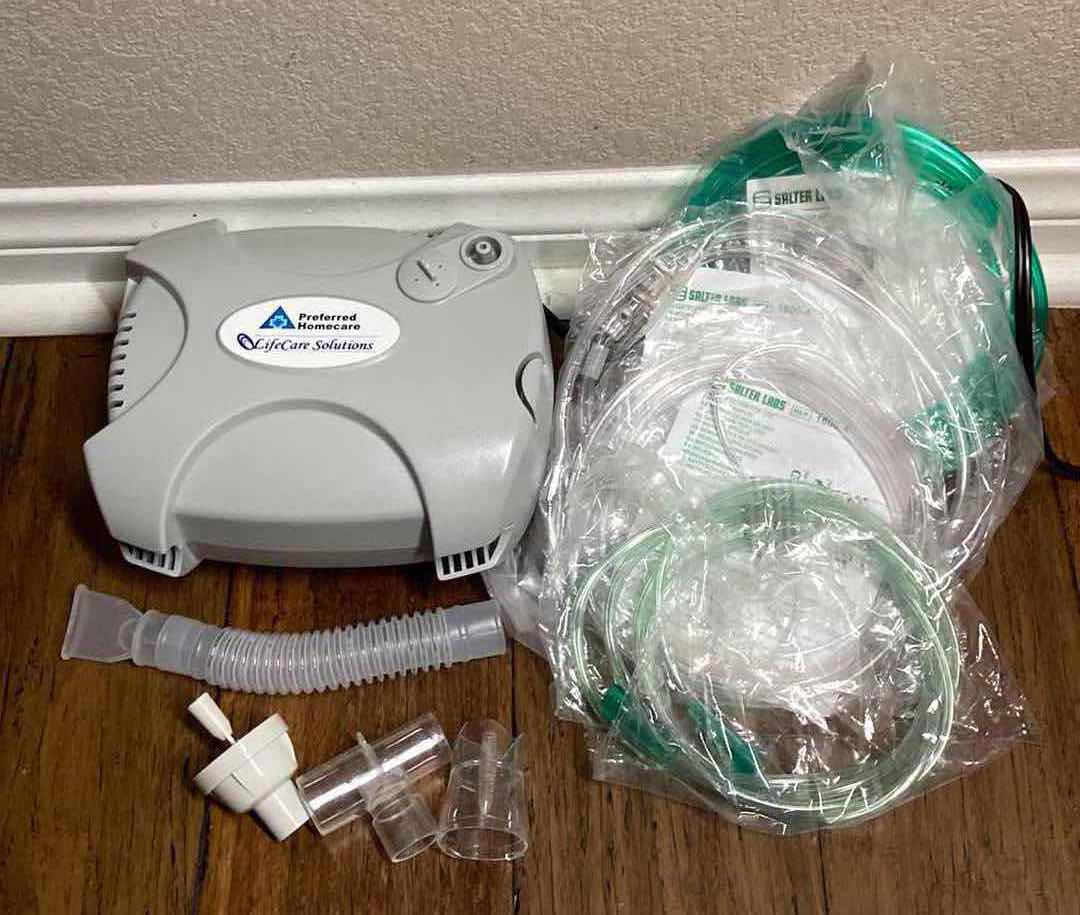 Photo 1 of DRIVE COMPRESSOR NEBULIZER MODEL PB42367R W ATTACHMENTS & SALTER LABS NASAL HOSES