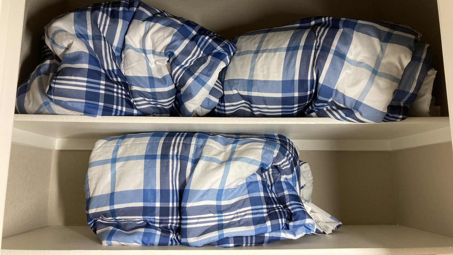 Photo 1 of MAINSTAY BLUE & WHITE PLAID COMFORTERS-2 QUEEN SIZE 1 FULL SIZE