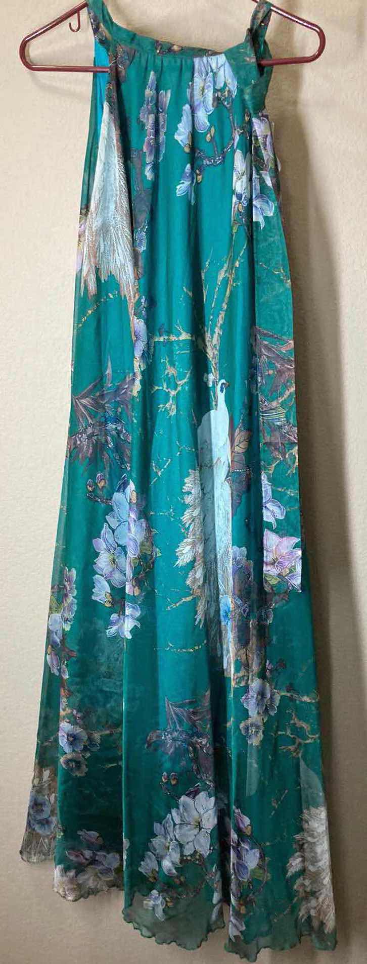 Photo 3 of NEW MEDESHE PEACOCK & FLORAL TRANSPARENT DRESS WOMENS SIZE MEDIUM