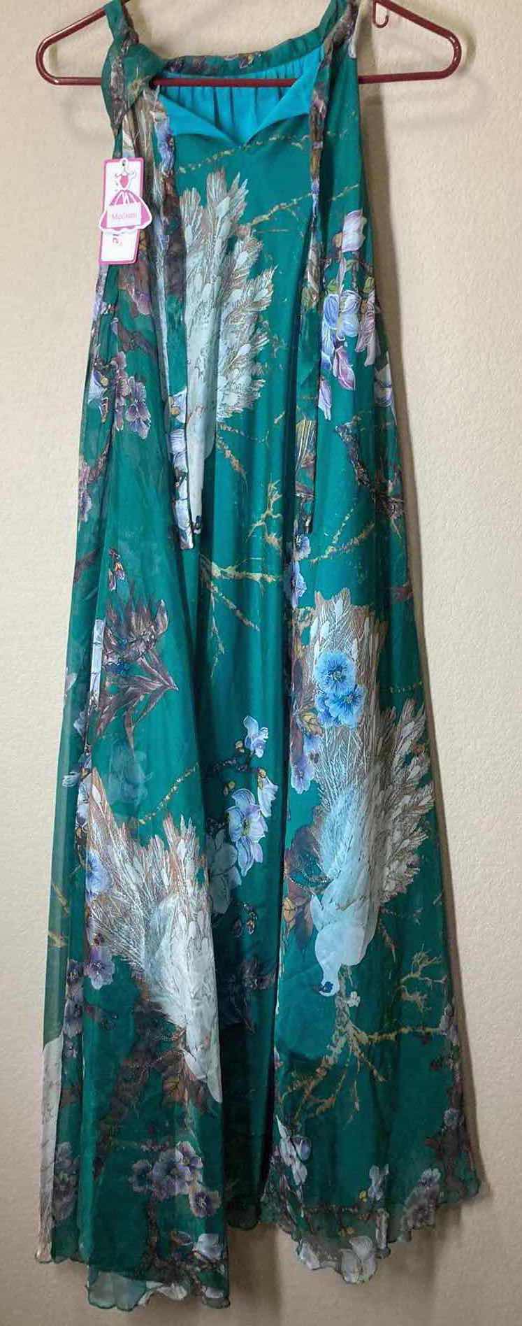 Photo 1 of NEW MEDESHE PEACOCK & FLORAL TRANSPARENT DRESS WOMENS SIZE MEDIUM