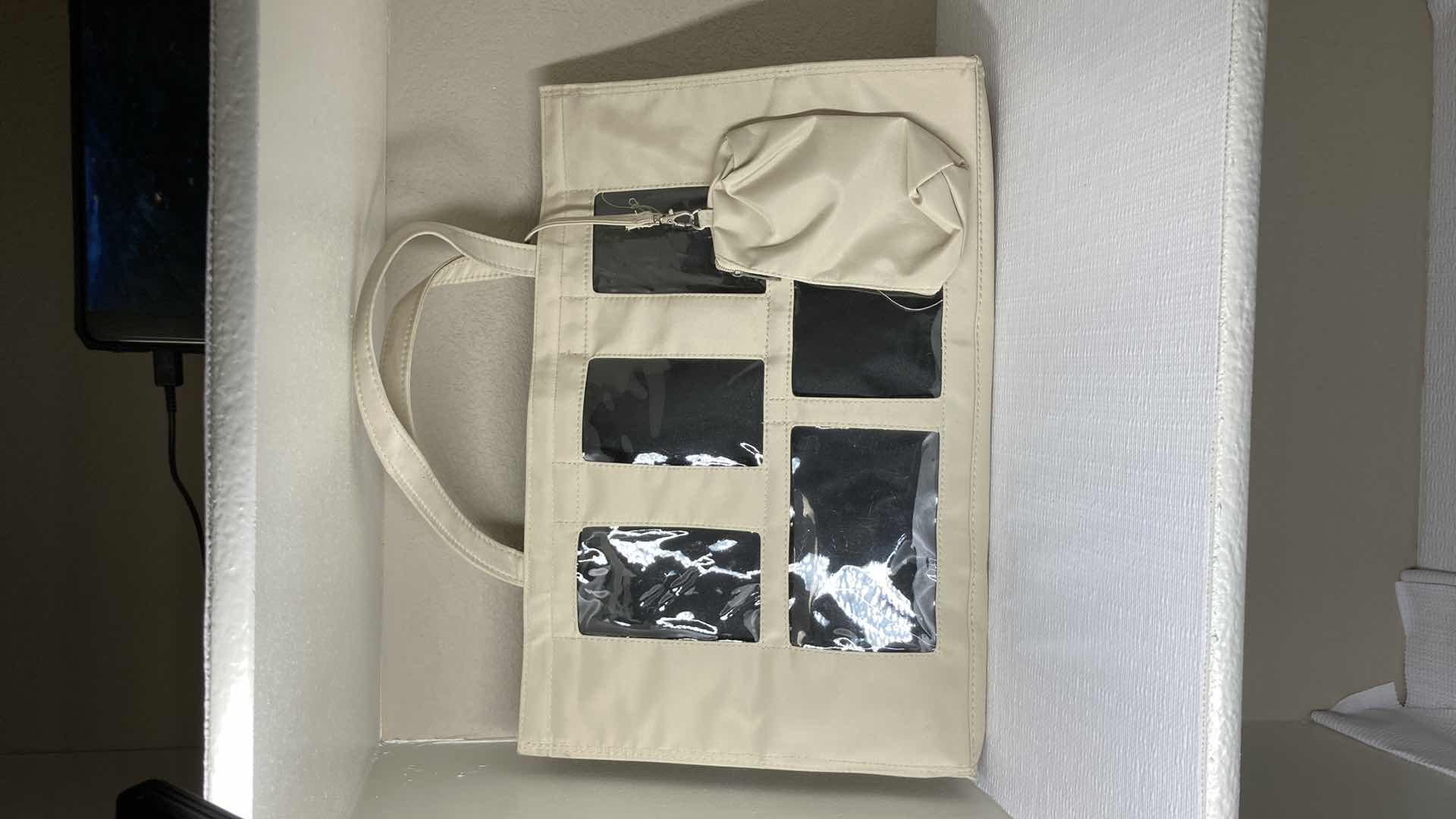 Photo 1 of BEIGE NYLON TOTE W 5 PHOTO SLOTS 18” X 12”