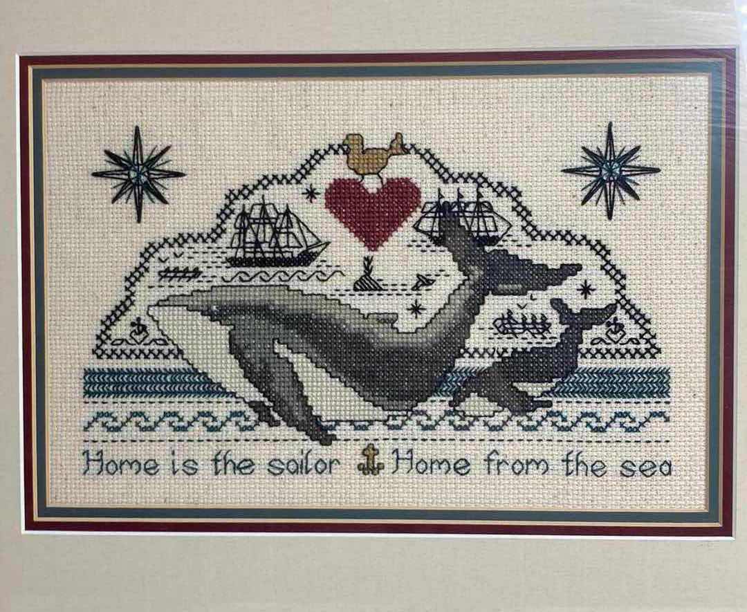 Photo 2 of HOME IS THE SAILOR HOME FROM THE SEA EMBROIDERY CROSS STITCH FRAMED ARTWORK BY LOCAL ARTIST 17.5” X 14”