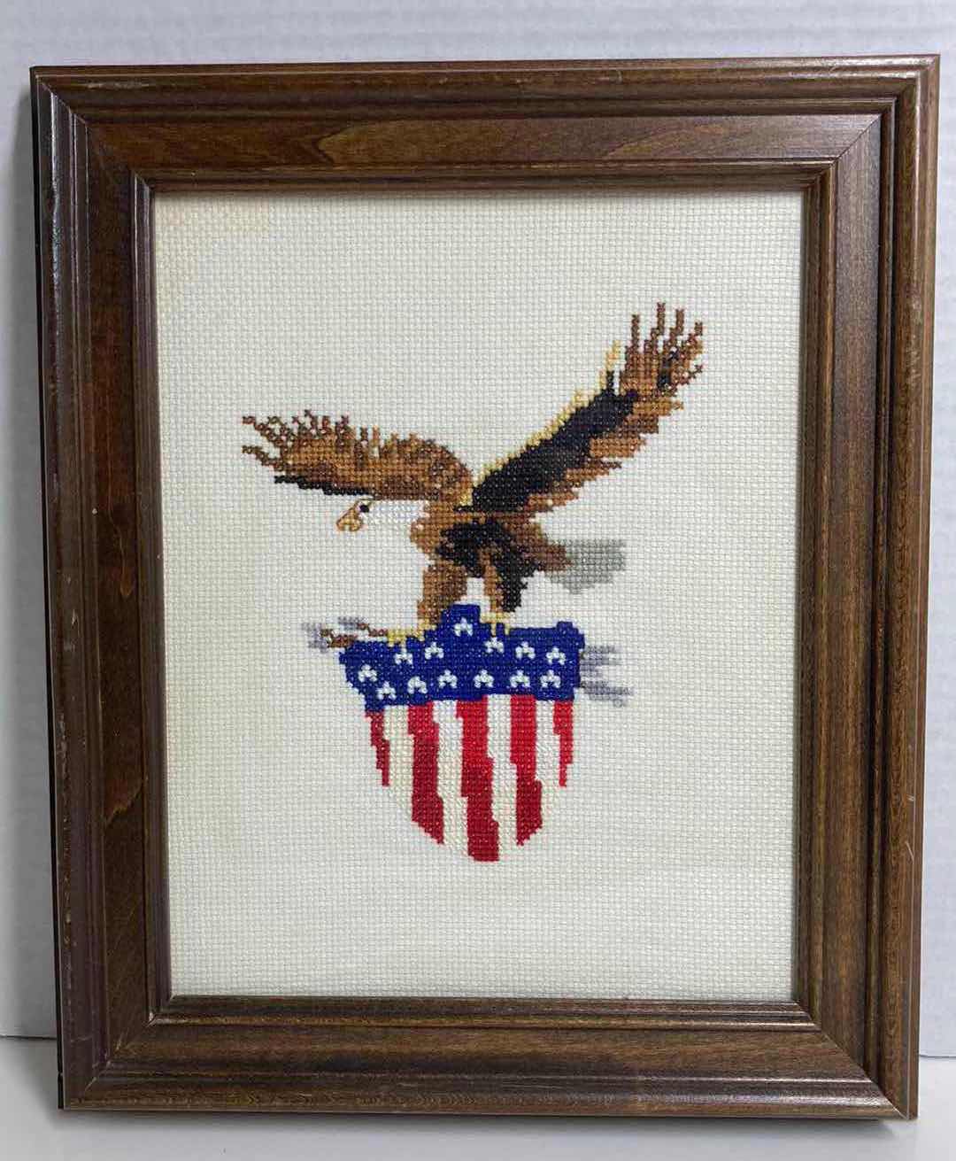 Photo 1 of AMERICAN EAGLE EMBROIDERY CROSS STITCH FRAMED ARTWORK BY LOCAL ARTIST 10” X 12”