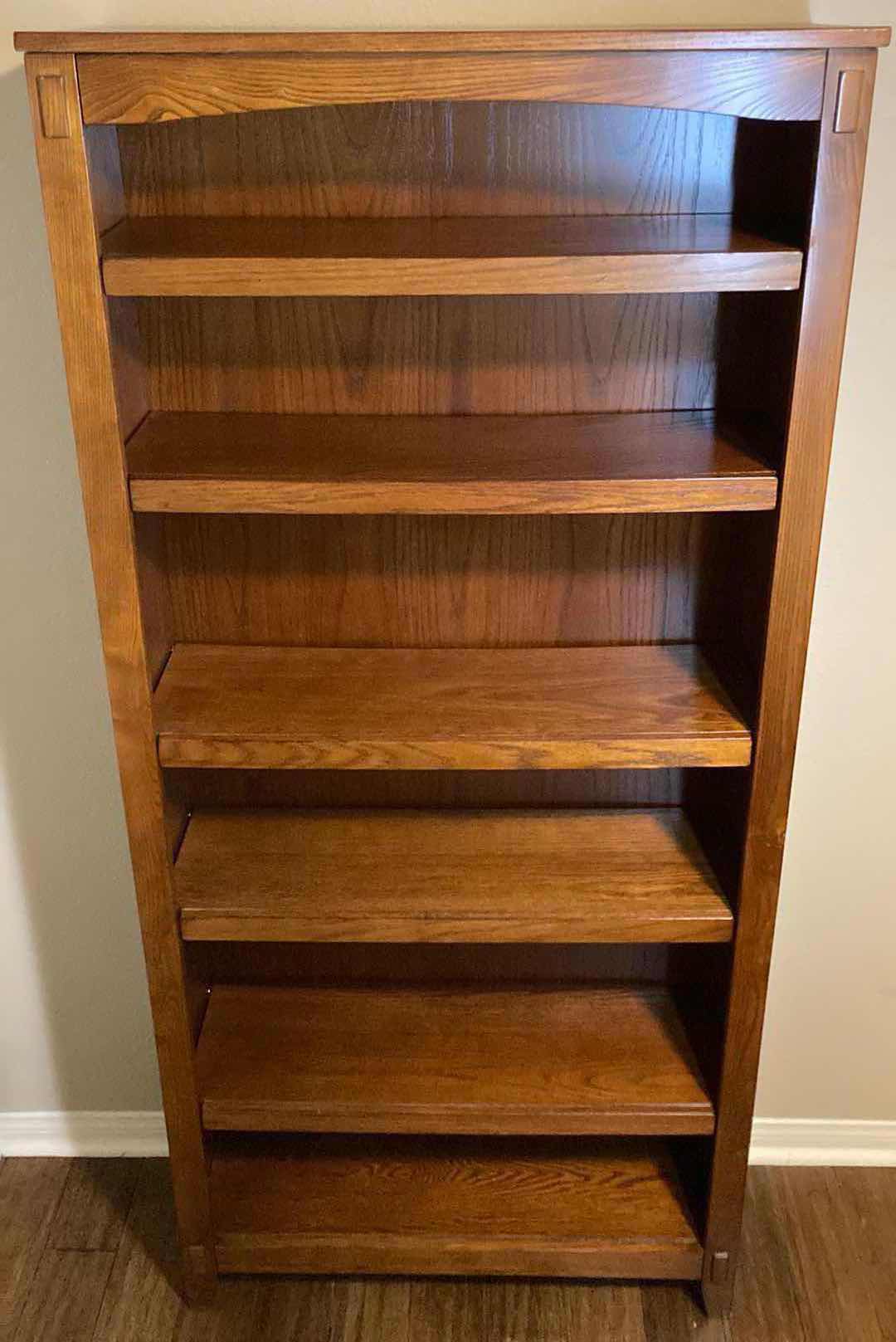 Photo 2 of ASHLEY FURNITURE MAHOGANY FINISH WOOD BOOKCASE 34” X 11” H75”